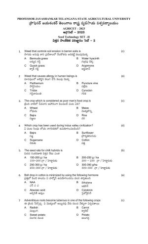 TS AGRICET 2023 Seed Technology PAPER WITH KEY 
