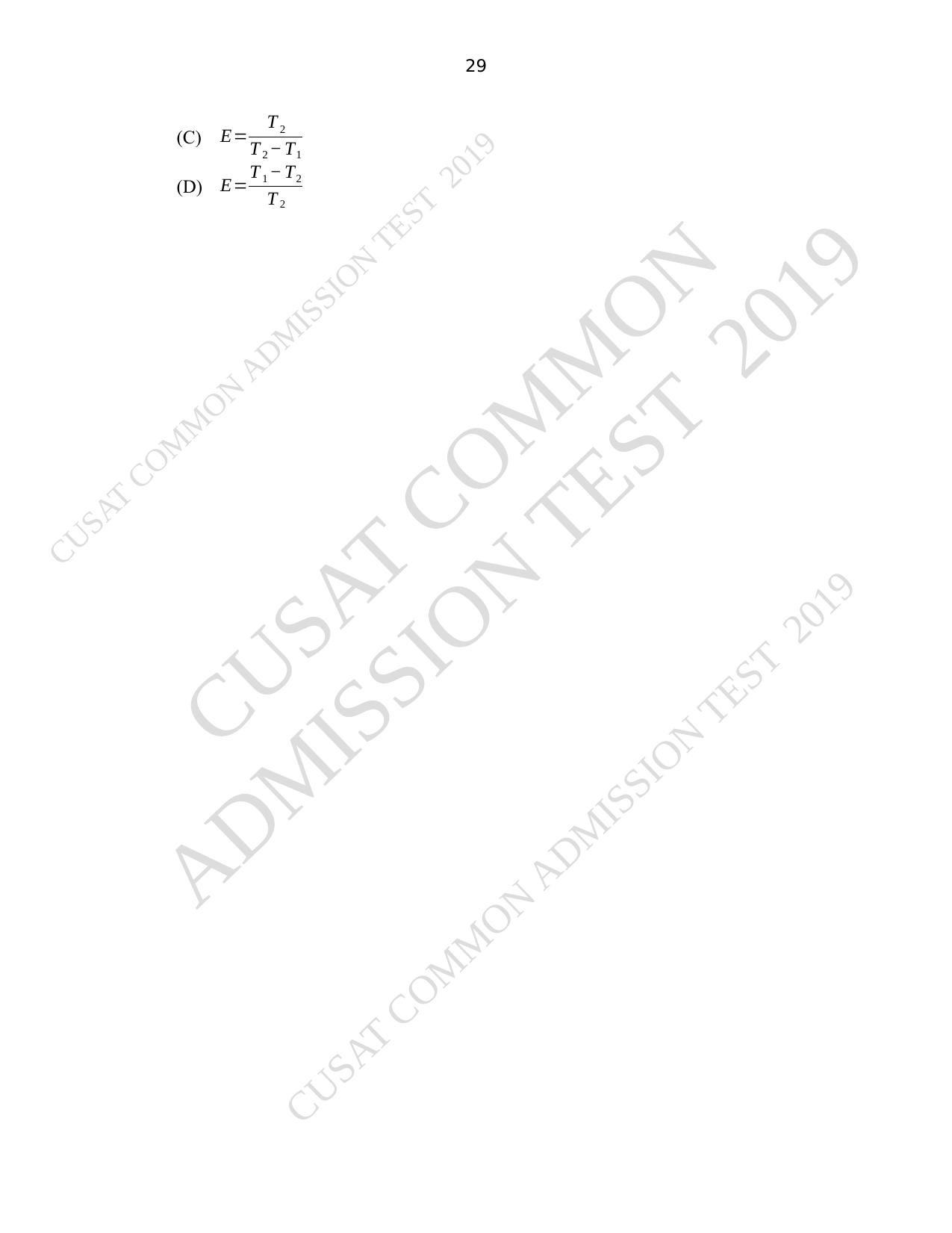 CUSAT CAT 2019 Msc Chemistry Question Paper With Answer Key - Page 29