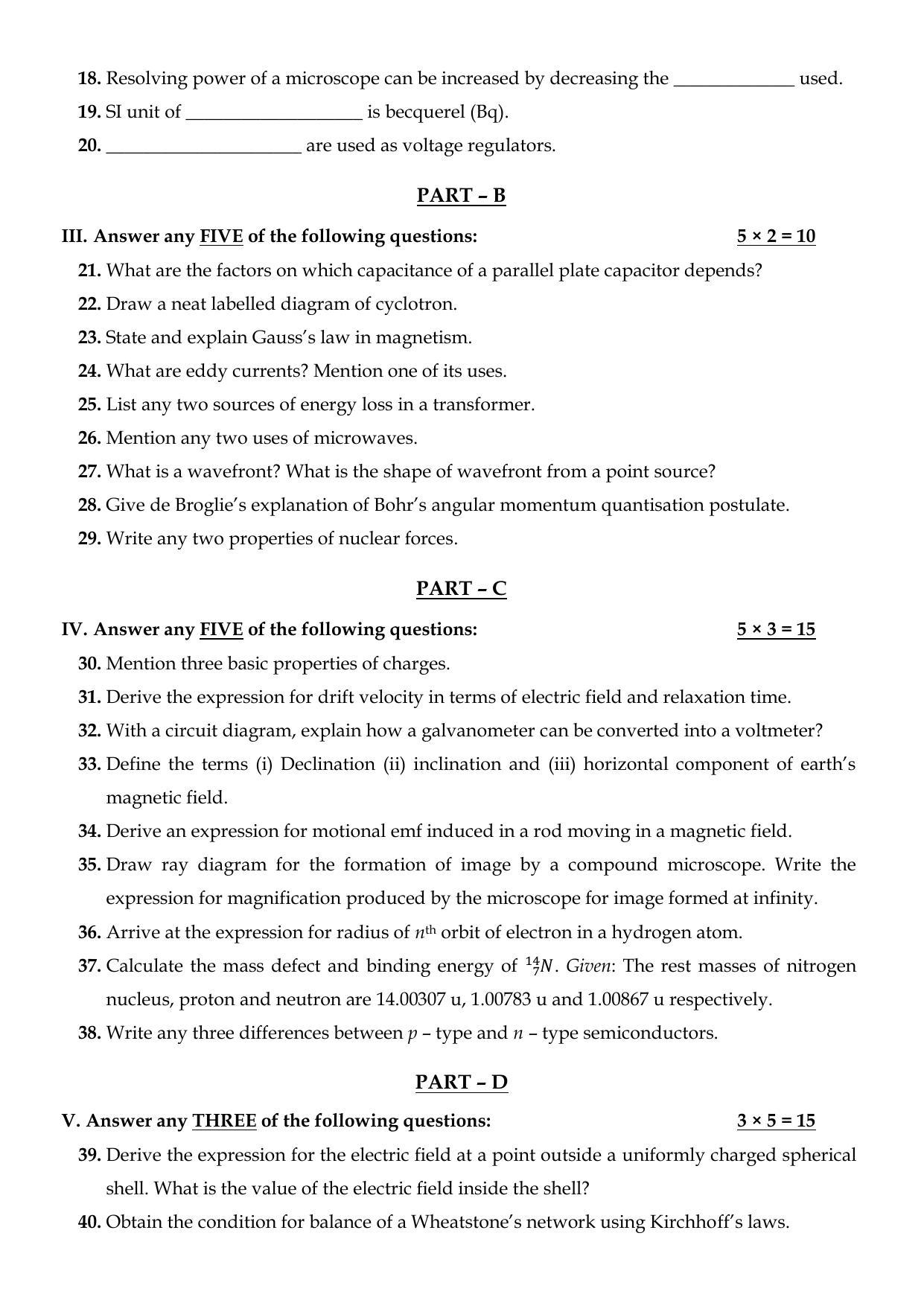 Karnataka II PUC Physics Model Question Paper 2023 - Page 6