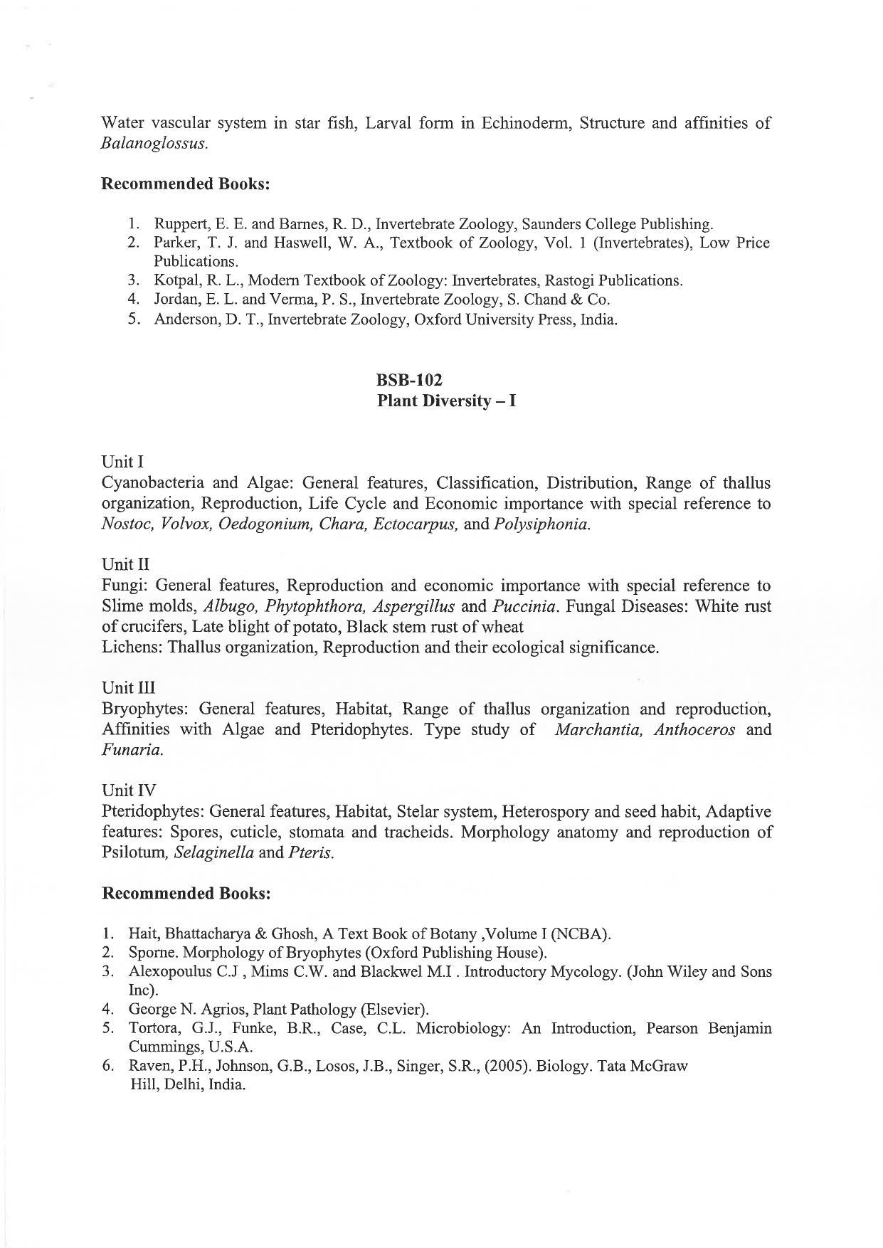 JMI Entrance Exam M29-M.Sc. (Biosciences) Syllabus - Page 2