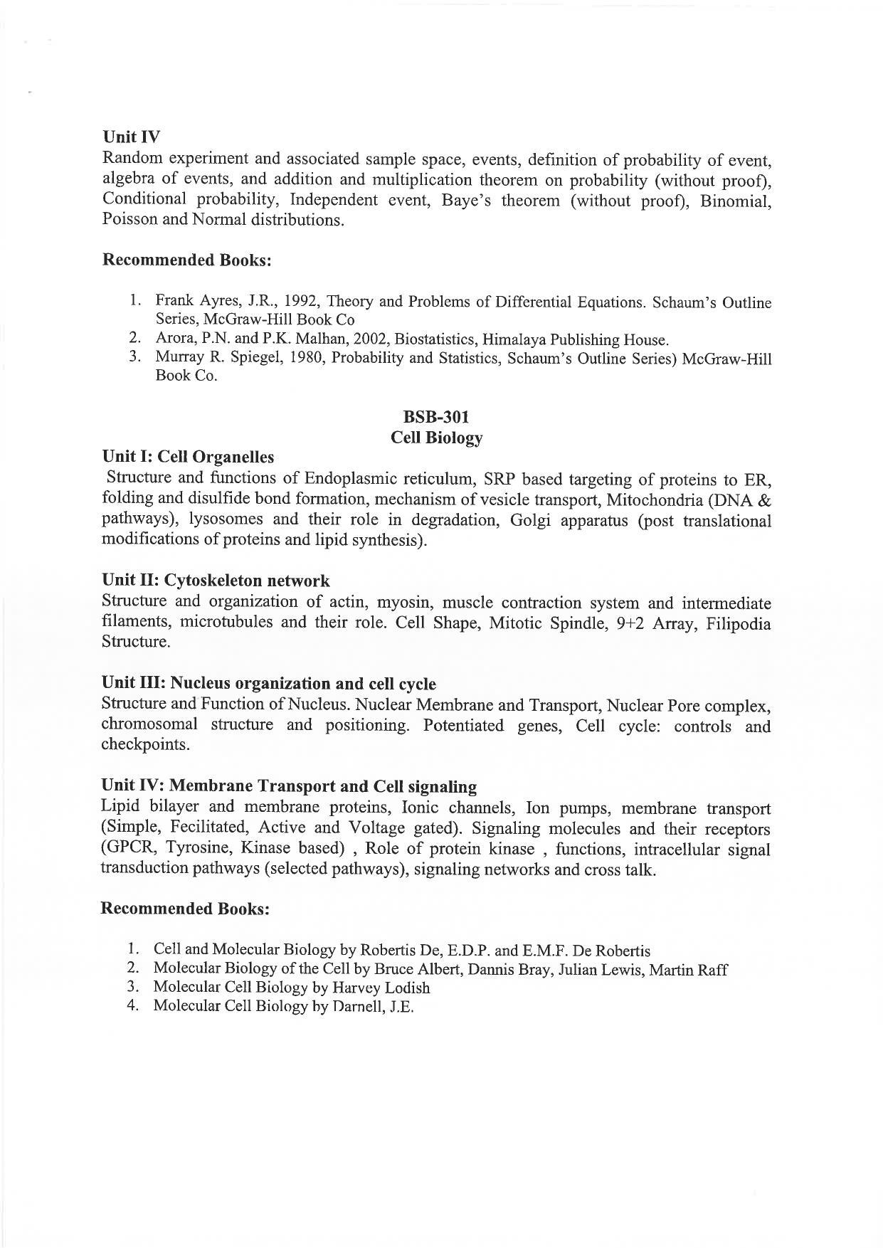 JMI Entrance Exam M29-M.Sc. (Biosciences) Syllabus - Page 7
