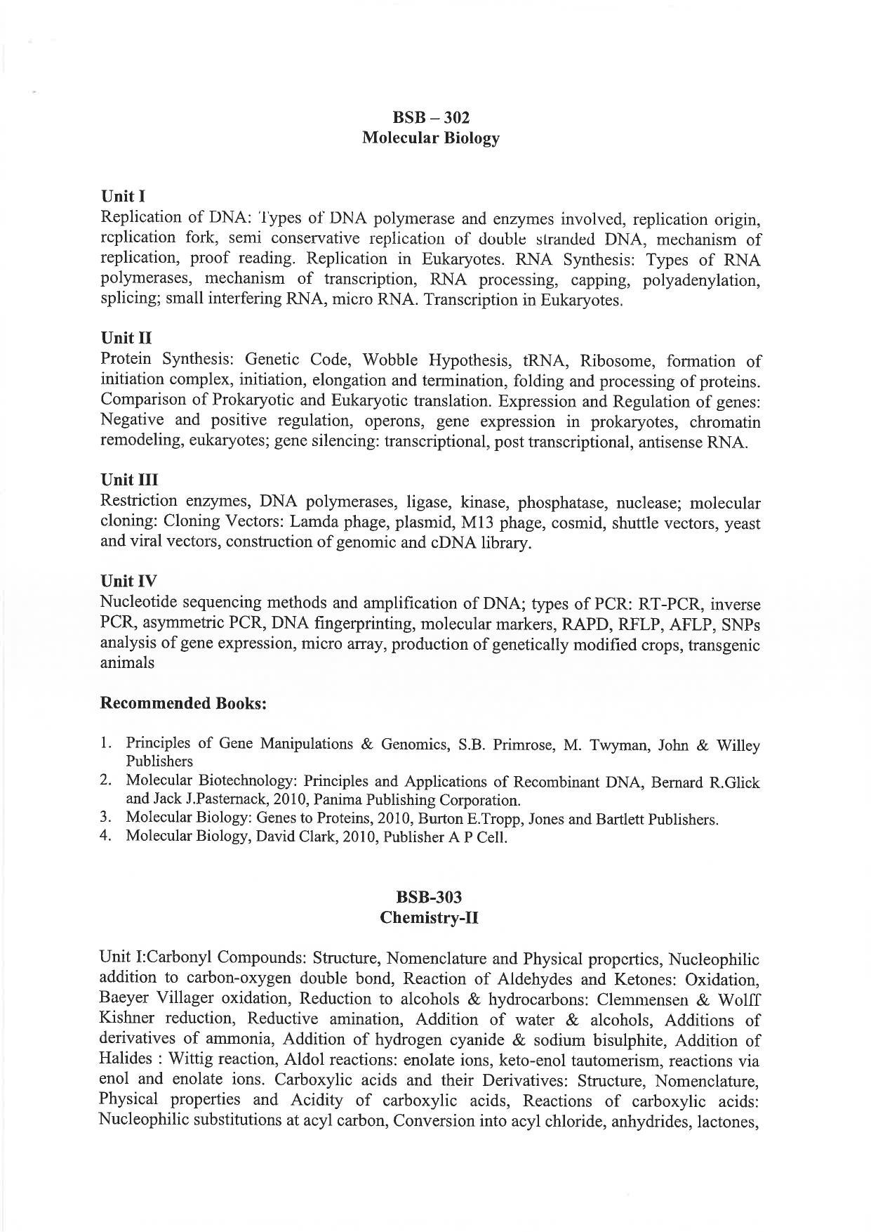JMI Entrance Exam M29-M.Sc. (Biosciences) Syllabus - Page 8