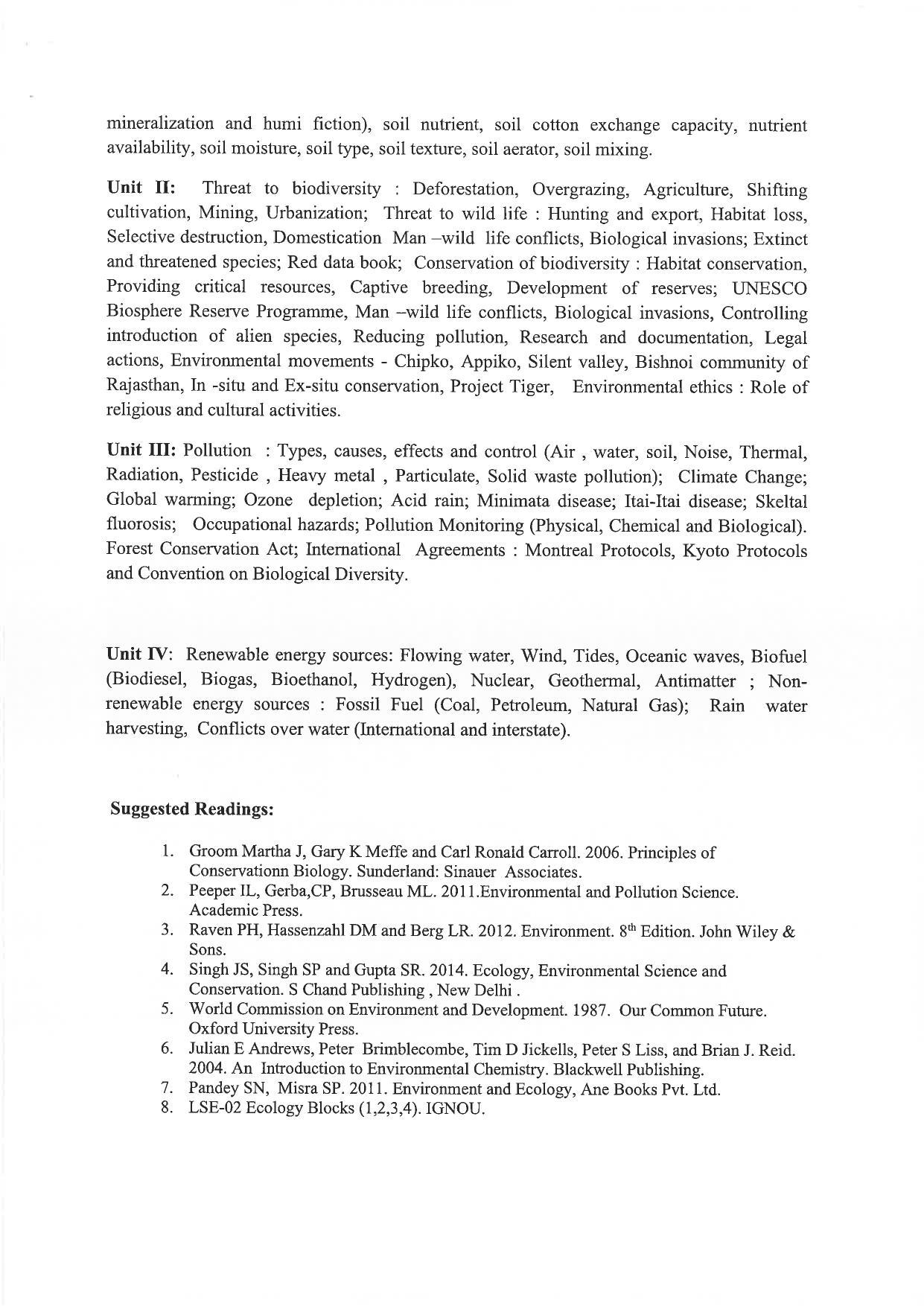 JMI Entrance Exam M29-M.Sc. (Biosciences) Syllabus - Page 10