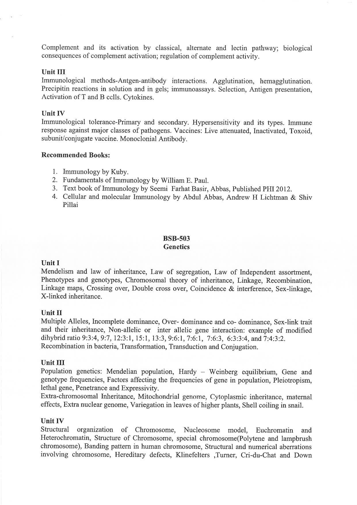 JMI Entrance Exam M29-M.Sc. (Biosciences) Syllabus - Page 15