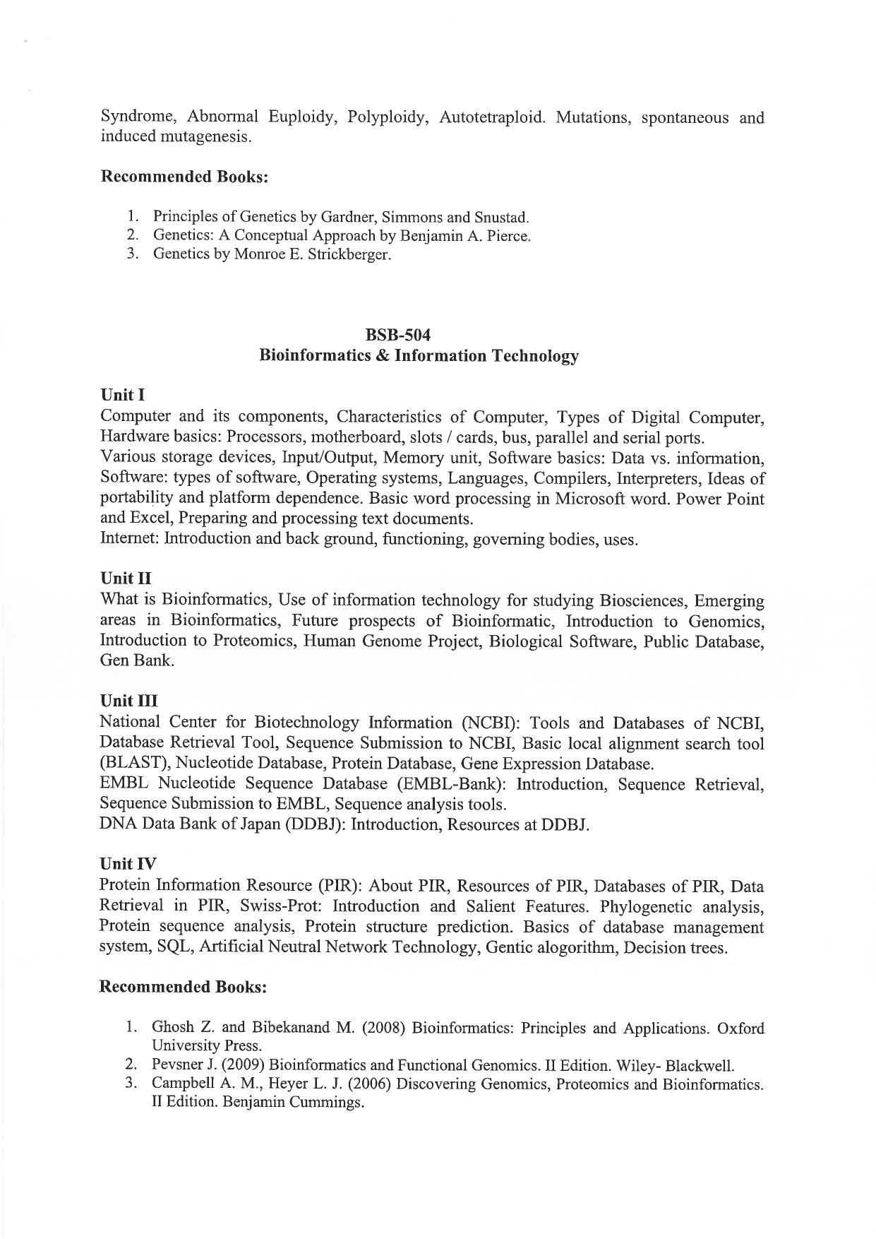 JMI Entrance Exam M29-M.Sc. (Biosciences) Syllabus - Page 16