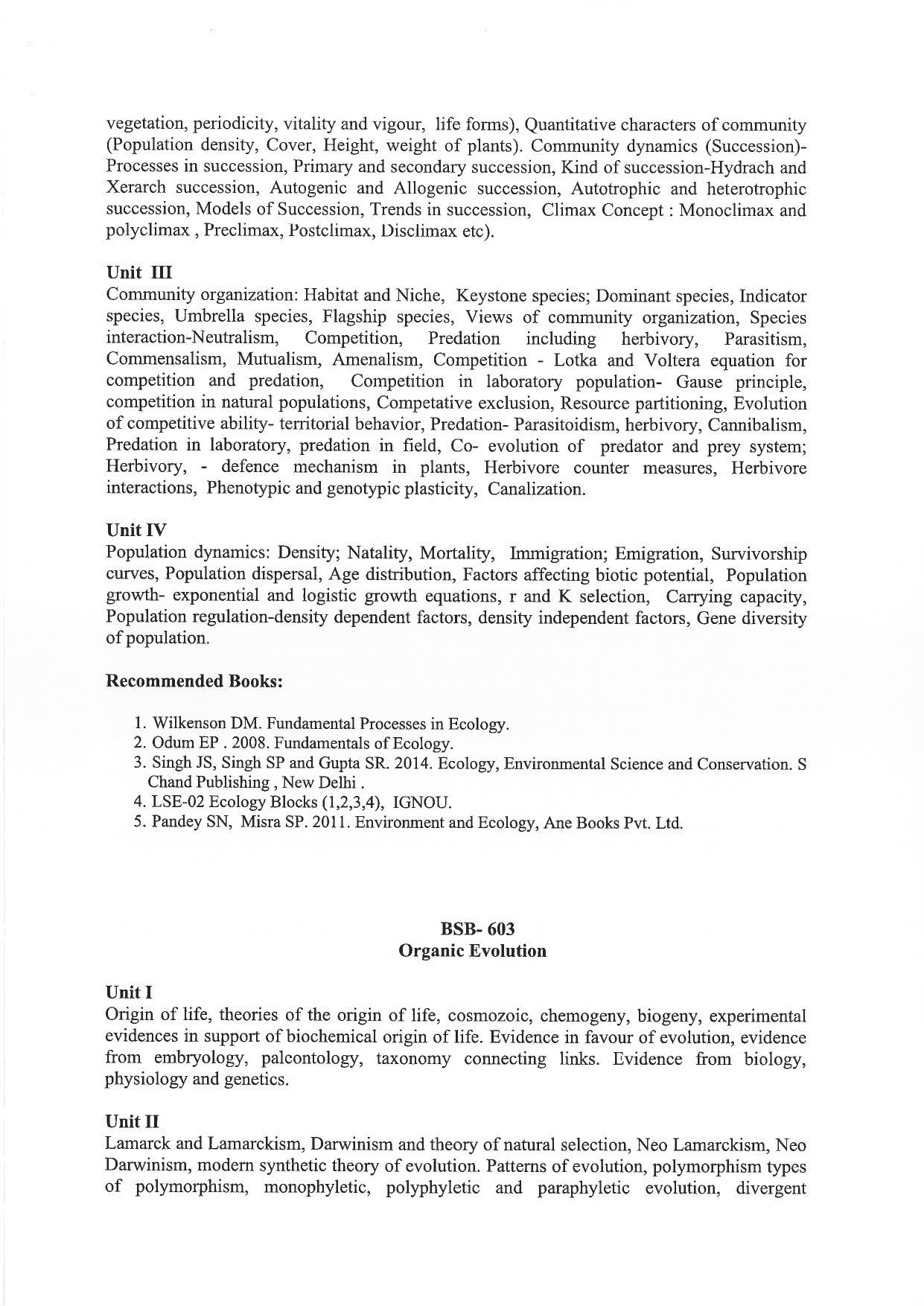 JMI Entrance Exam M29-M.Sc. (Biosciences) Syllabus - Page 18