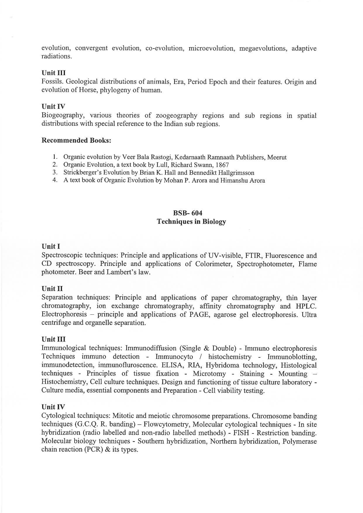 JMI Entrance Exam M29-M.Sc. (Biosciences) Syllabus - Page 19