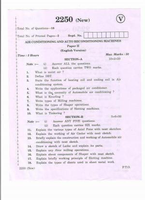 AP Inter 2nd Year Vocational Question Paper March - 2020 - Air Conditioning_Auto Reconditioning Machines - II (new)