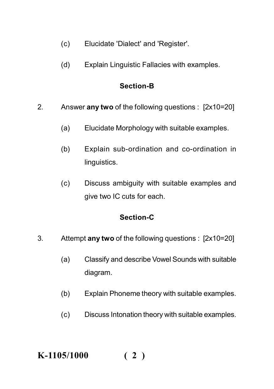 Sarguja University Question Paper - 2022 :   M.A. (Previous) English Linguistics & Stylistics Paper I - Page 2