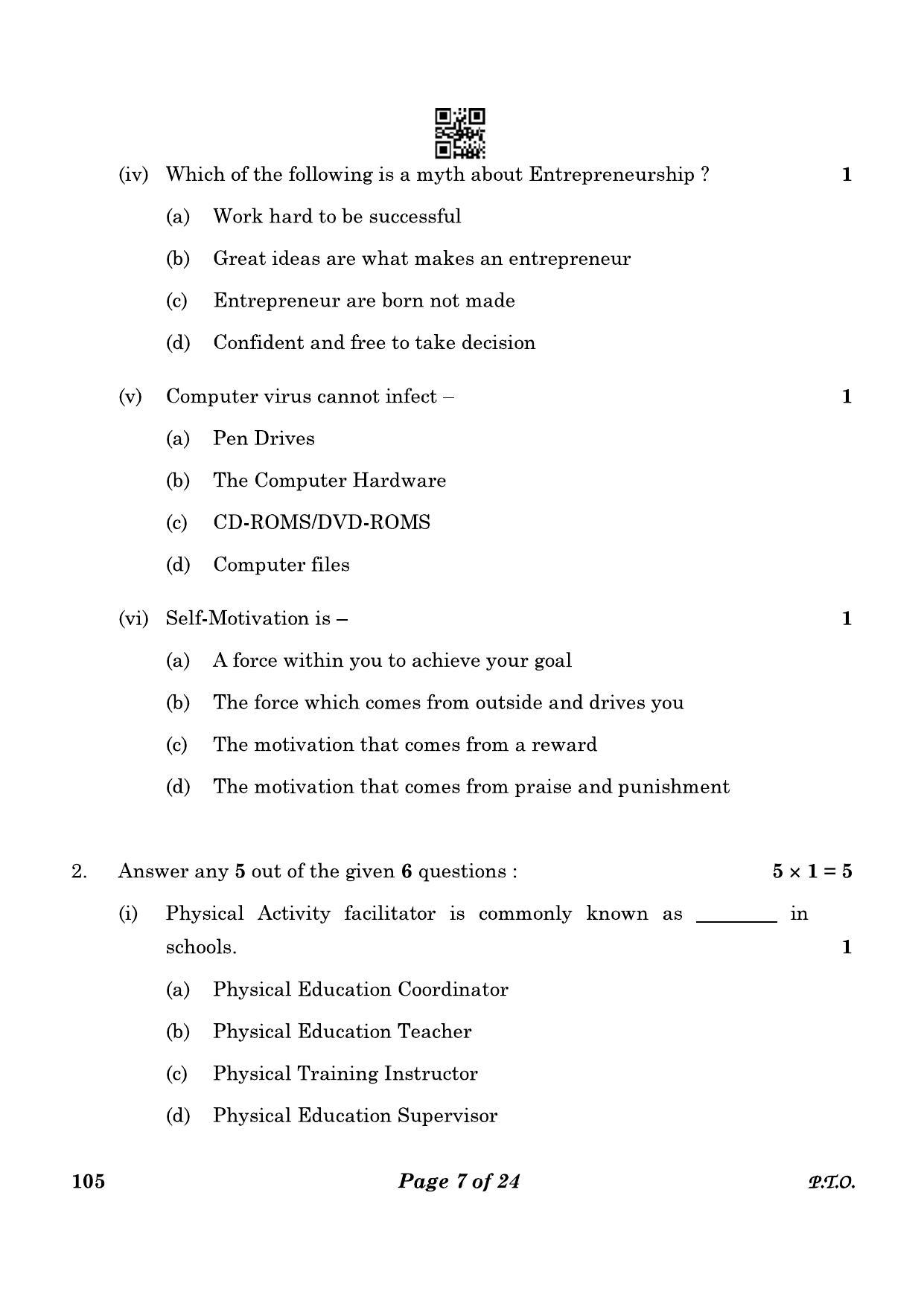 CBSE Class 10 105_Physical Activity Trainer 2023 Question Paper - Page 7