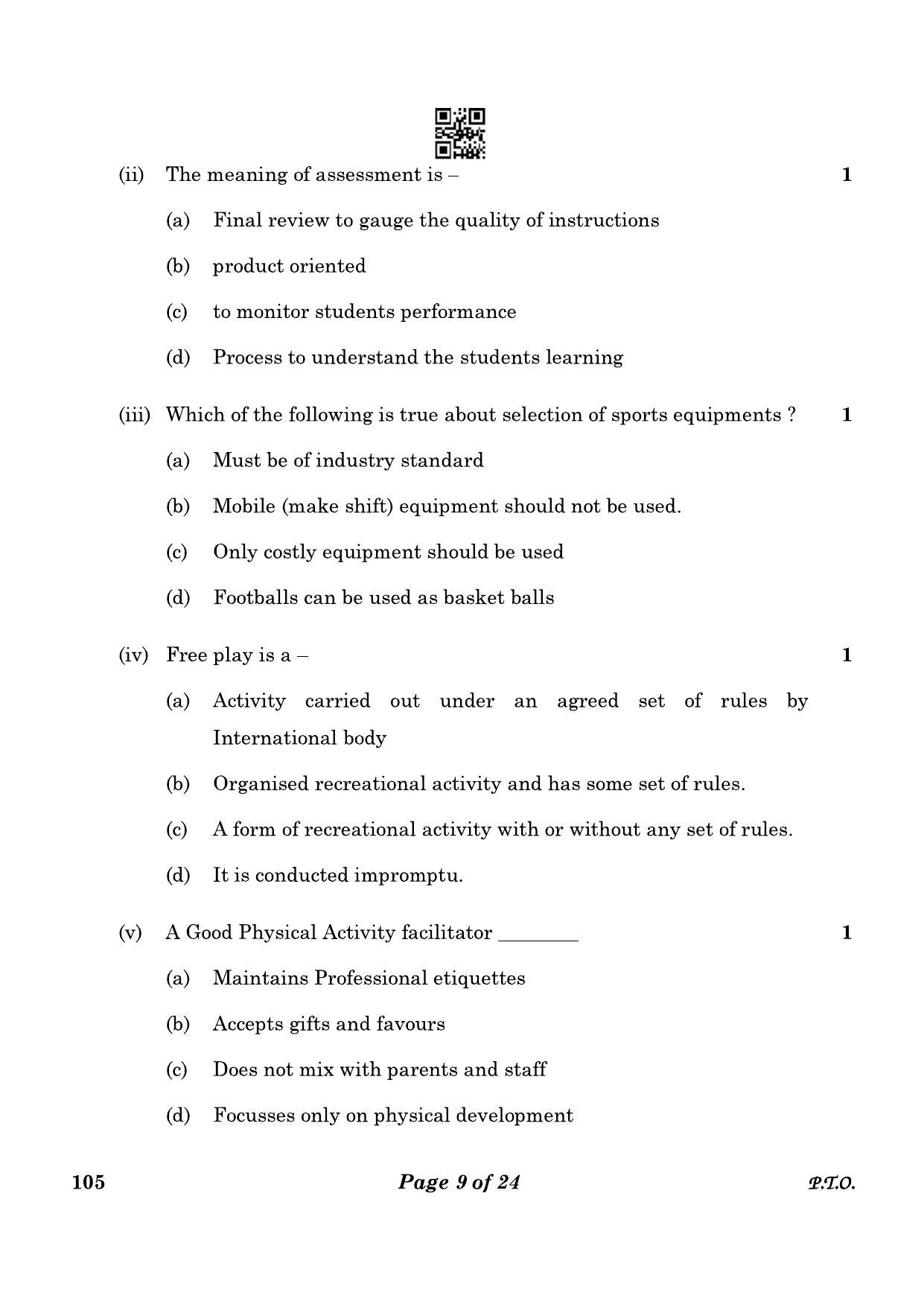 CBSE Class 10 105_Physical Activity Trainer 2023 Question Paper - Page 9