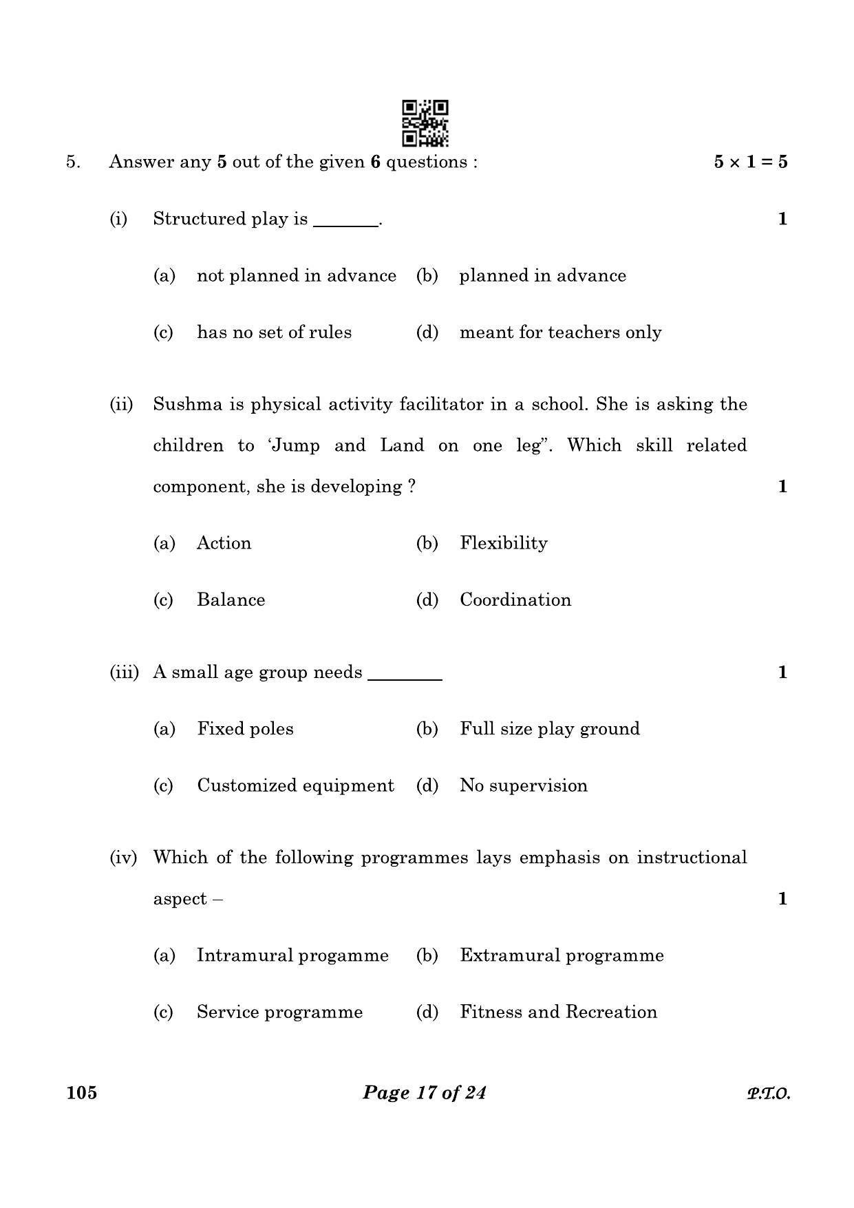 CBSE Class 10 105_Physical Activity Trainer 2023 Question Paper - Page 17