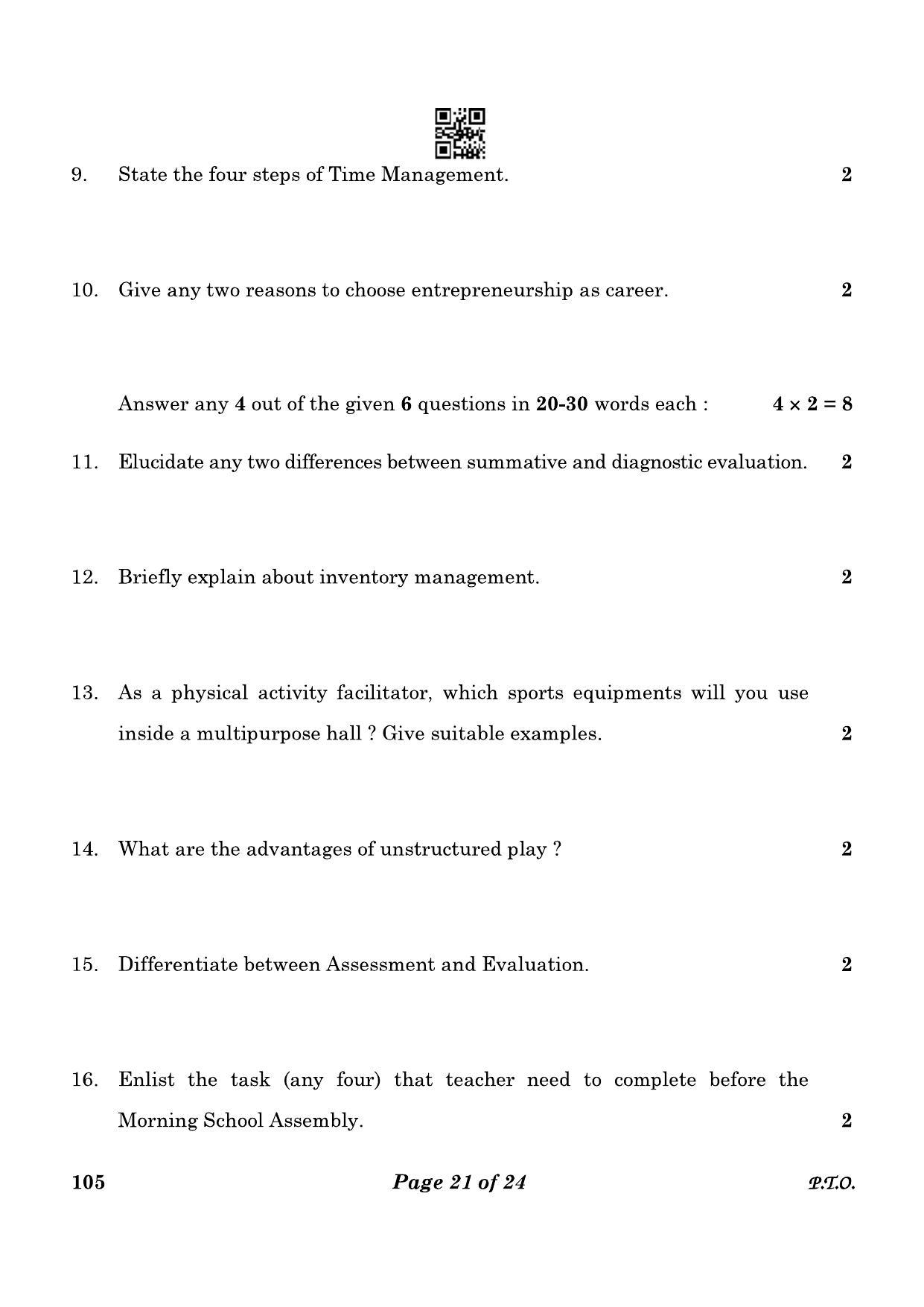 CBSE Class 10 105_Physical Activity Trainer 2023 Question Paper - Page 21