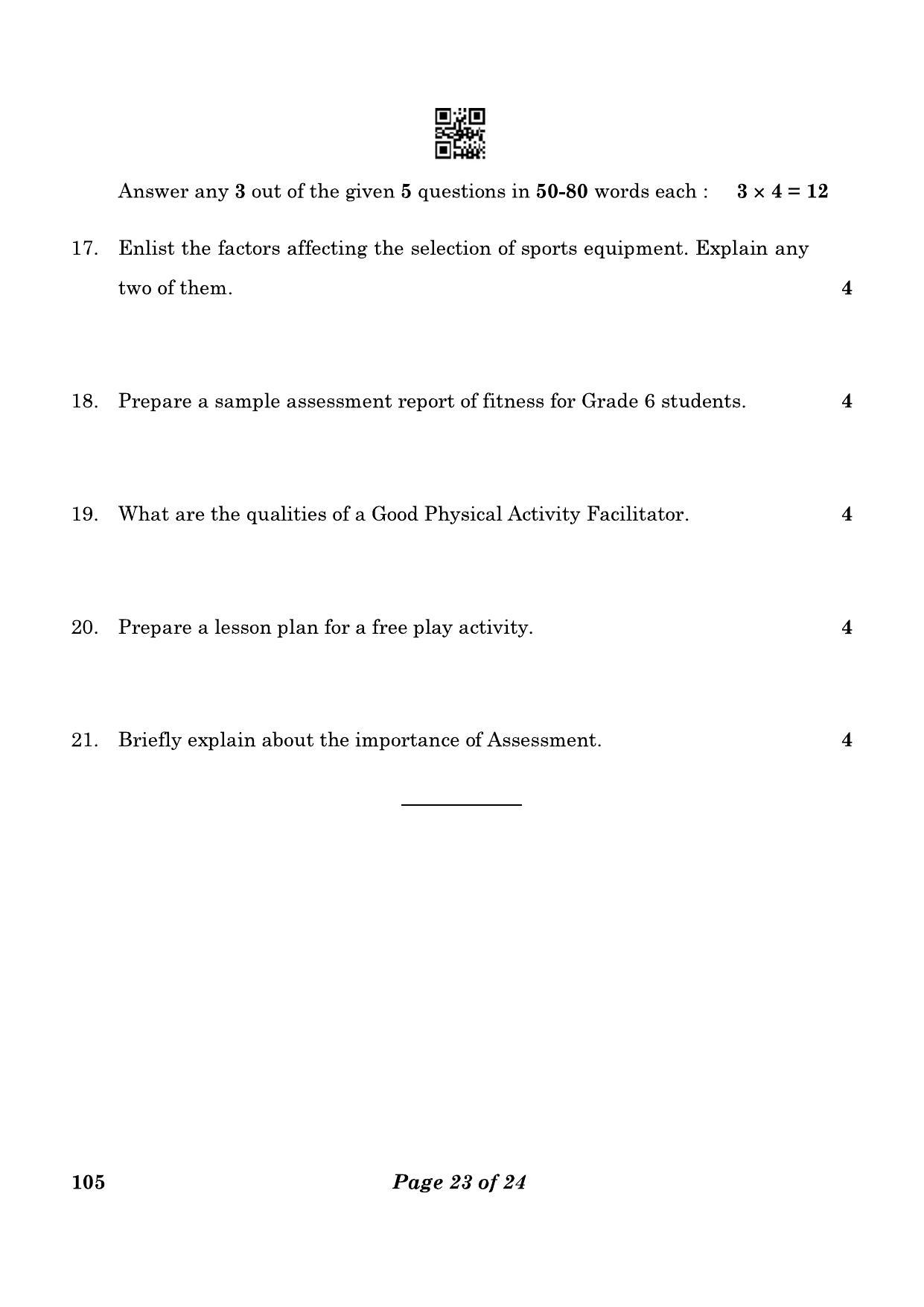 CBSE Class 10 105_Physical Activity Trainer 2023 Question Paper - Page 23