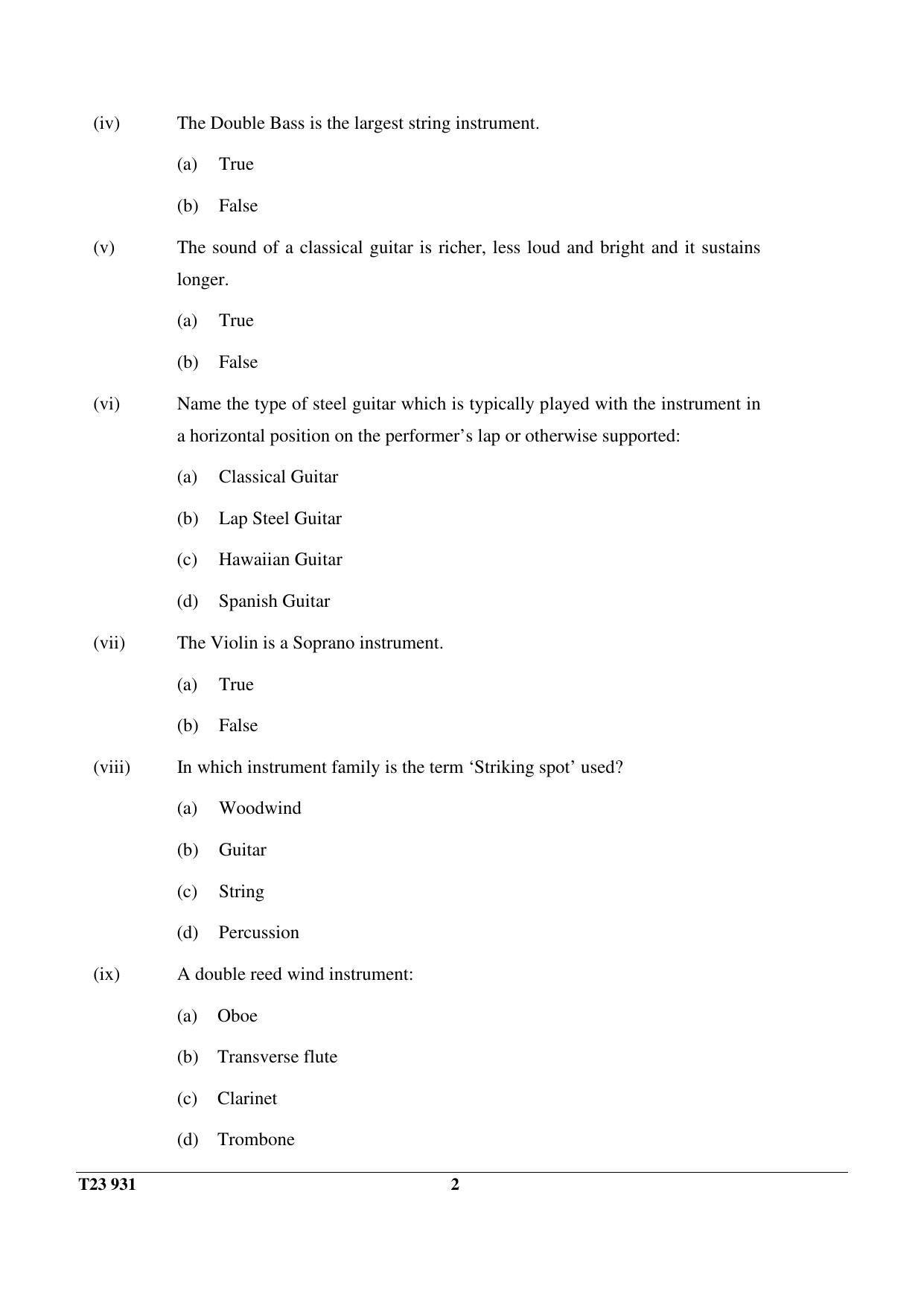 ICSE Class 10 WESTERN MUSIC 2023 Question Paper - Page 2