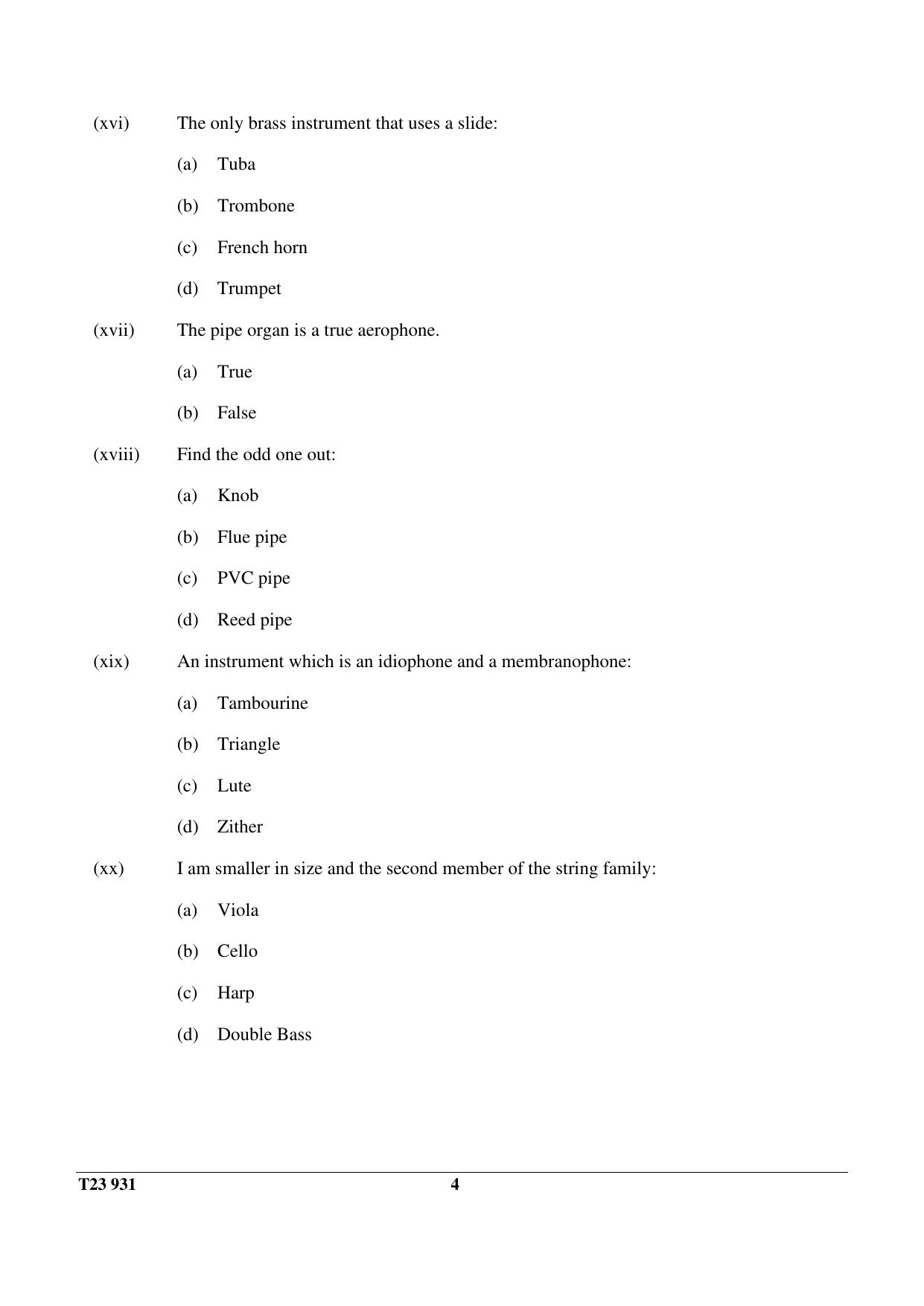 ICSE Class 10 WESTERN MUSIC 2023 Question Paper - Page 4
