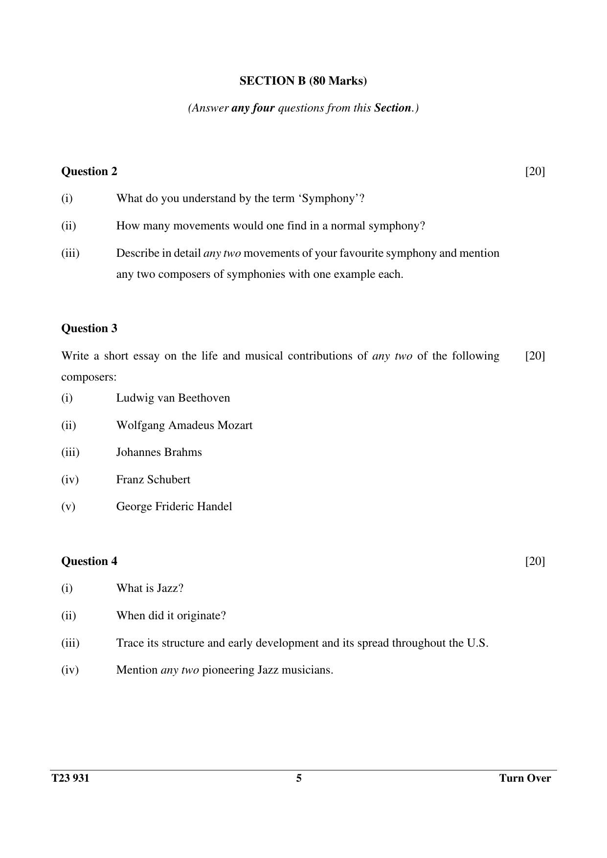 ICSE Class 10 WESTERN MUSIC 2023 Question Paper - Page 5
