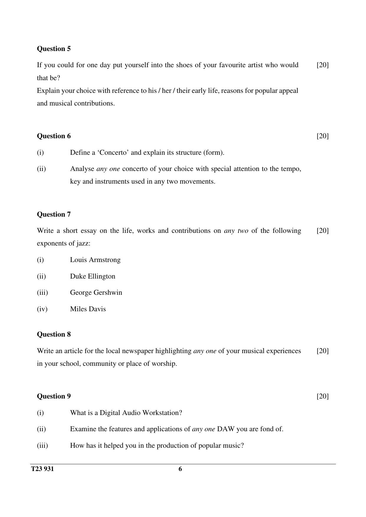 ICSE Class 10 WESTERN MUSIC 2023 Question Paper - Page 6