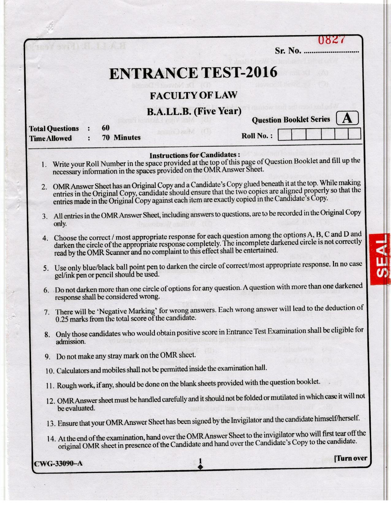 KUET 2024 BA LLB Question Paper - Page 35
