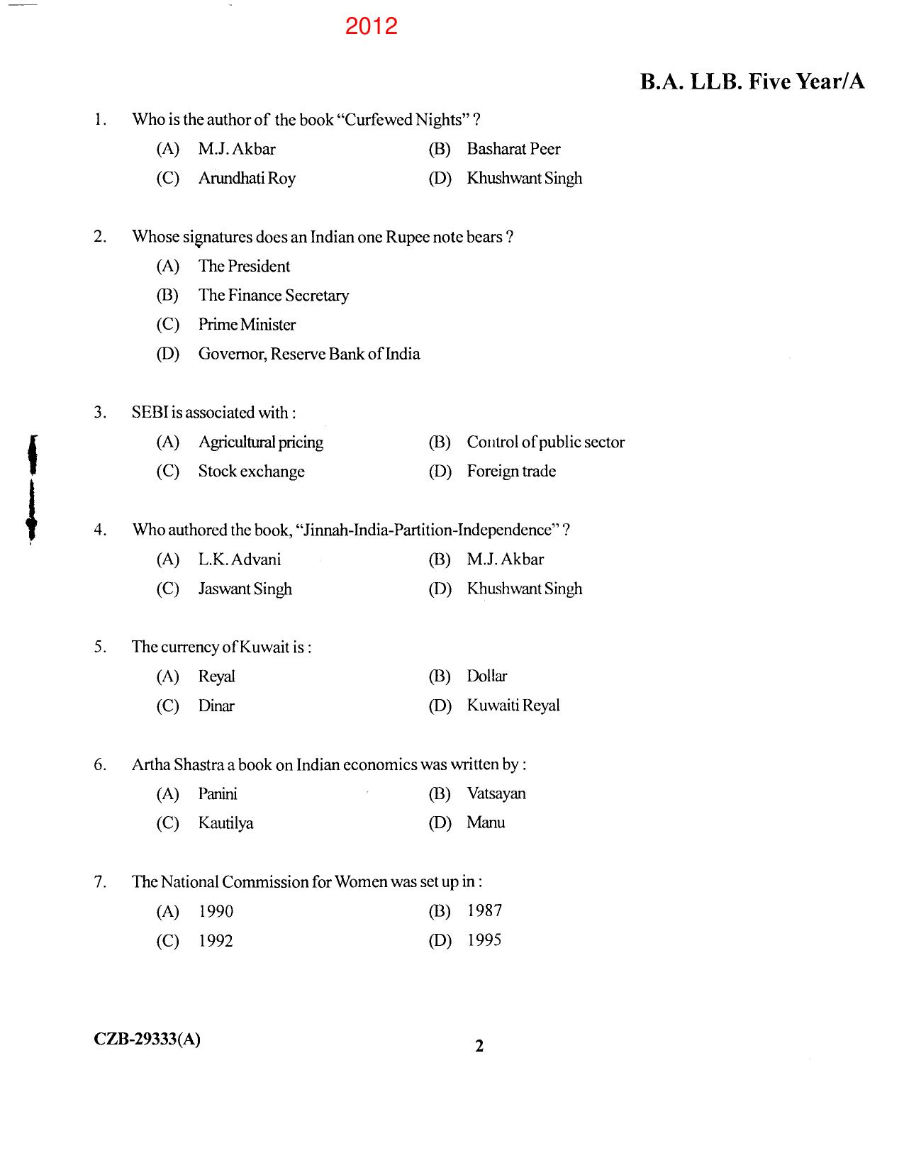 KUET 2024 BA LLB Question Paper - Page 52