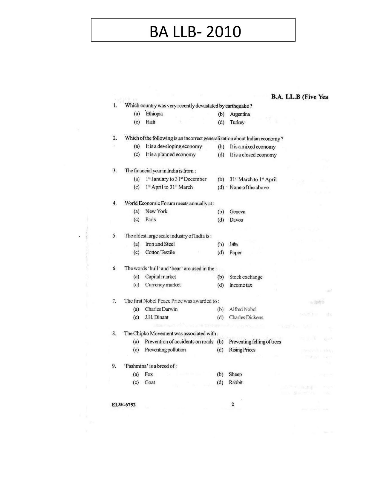 KUET 2024 BA LLB Question Paper - Page 68