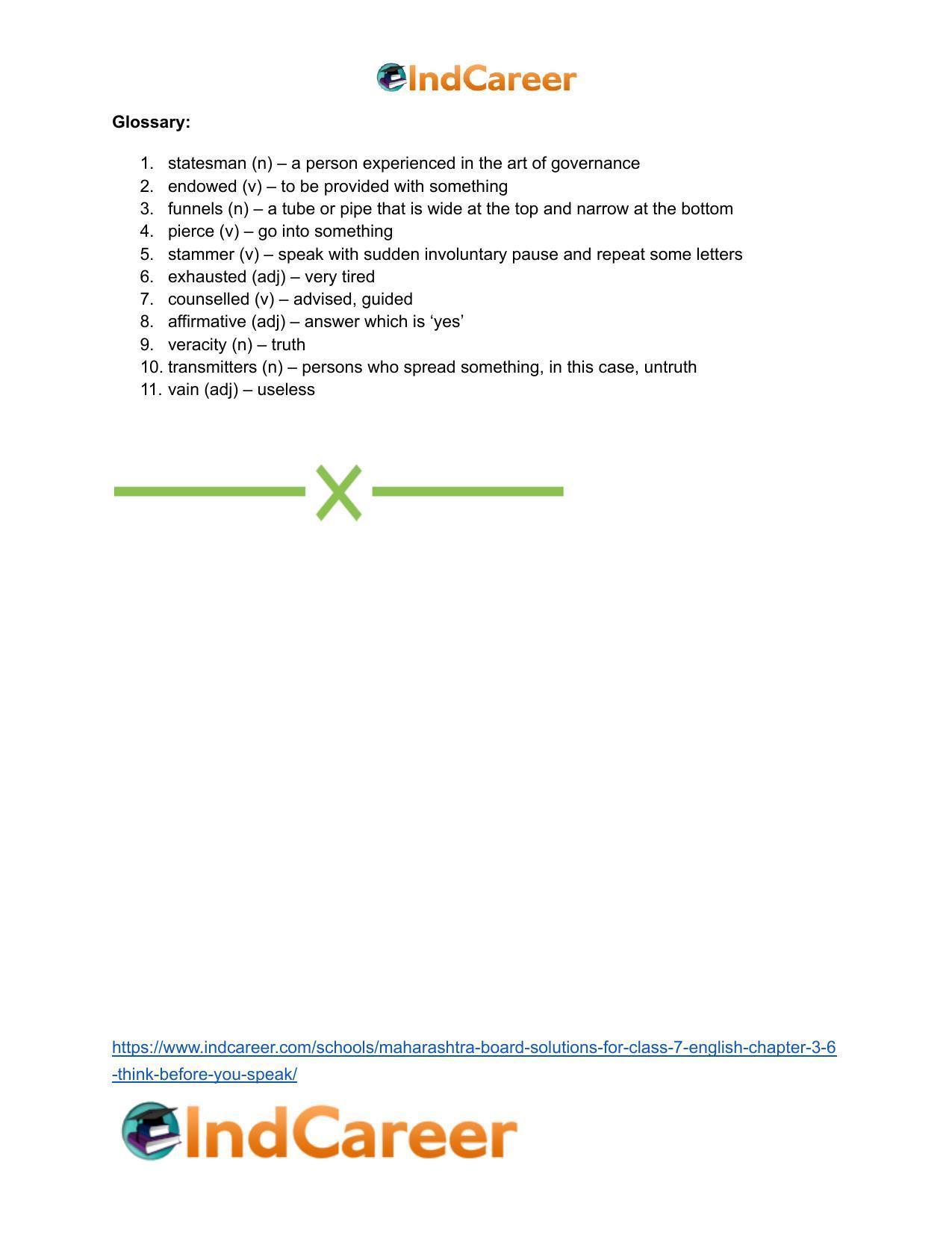 Maharashtra Board Solutions for Class 7- English: Chapter 3.6- Think Before You Speak - Page 15