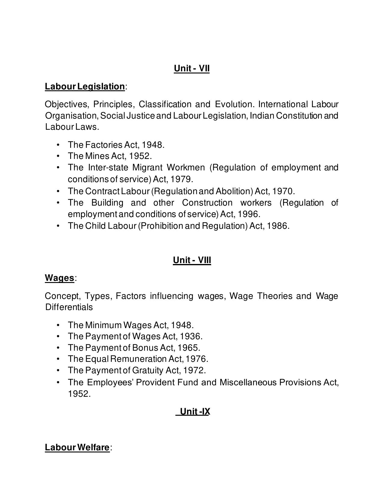 TNSET Syllabus - Labour Welfare/ Personnel Management - Page 3