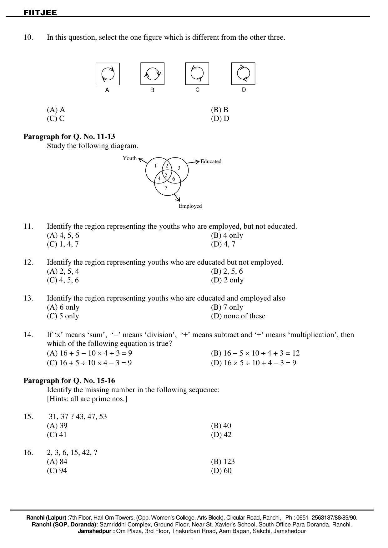 JAC NTSE (MAT & SAT) 2019-2020 Question Paper - Page 3