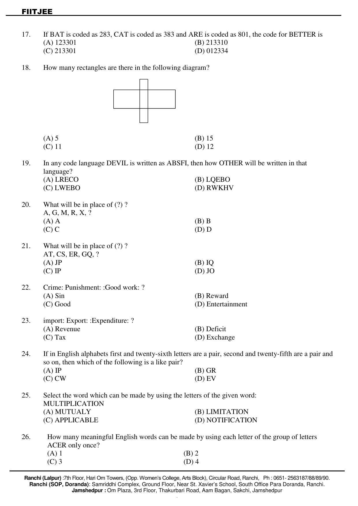 JAC NTSE (MAT & SAT) 2019-2020 Question Paper - Page 4
