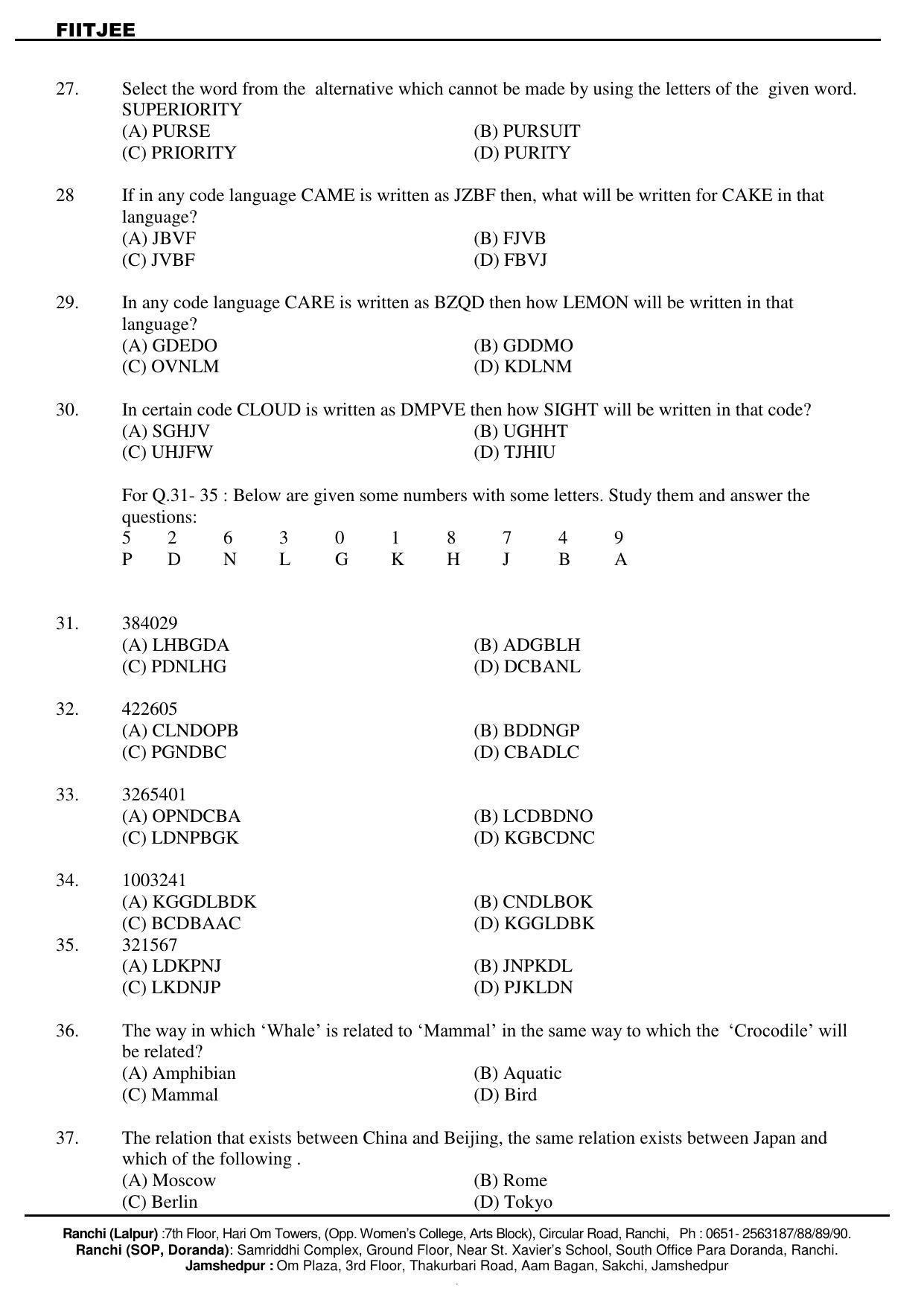 JAC NTSE (MAT & SAT) 2019-2020 Question Paper - Page 5