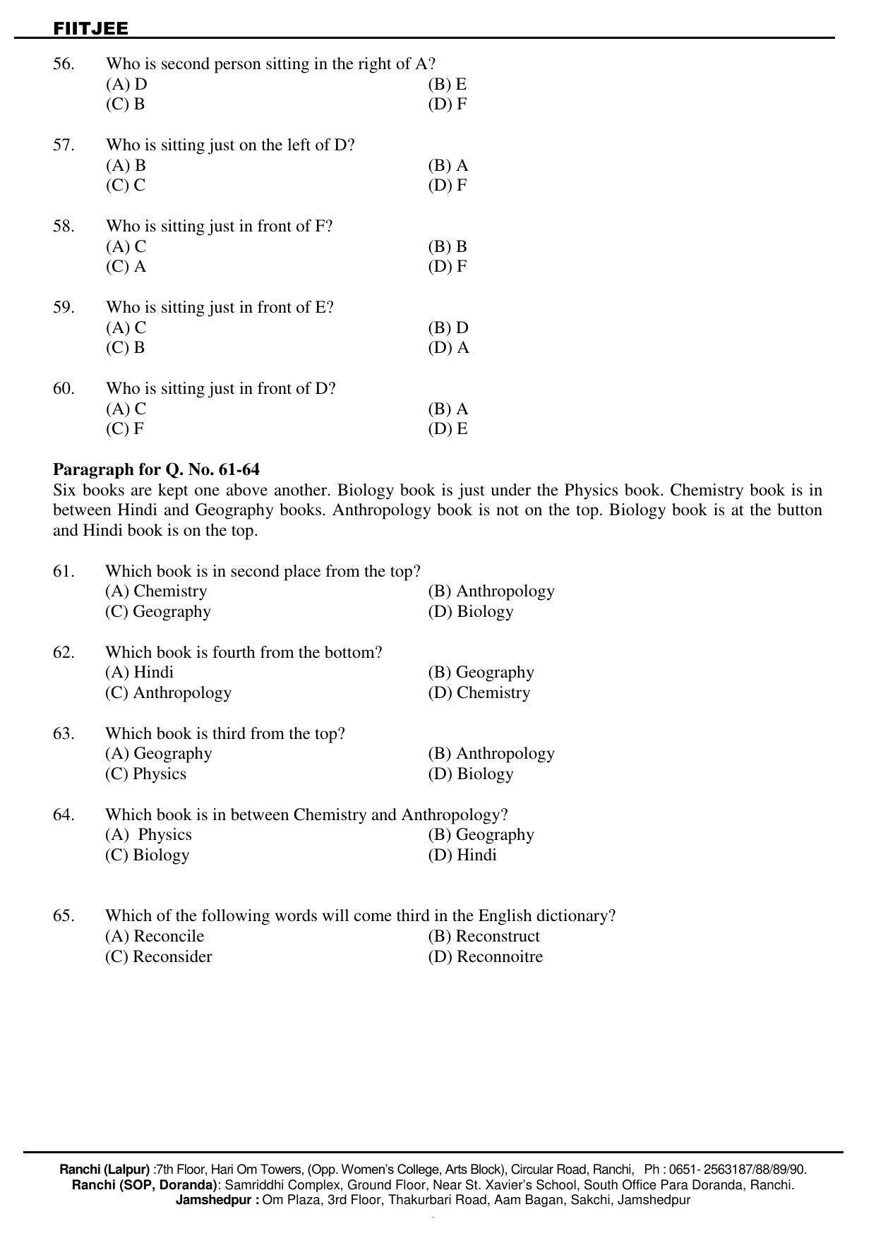 JAC NTSE (MAT & SAT) 2019-2020 Question Paper - Page 8