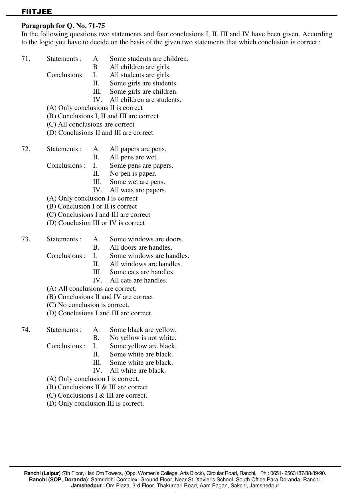 JAC NTSE (MAT & SAT) 2019-2020 Question Paper - Page 10