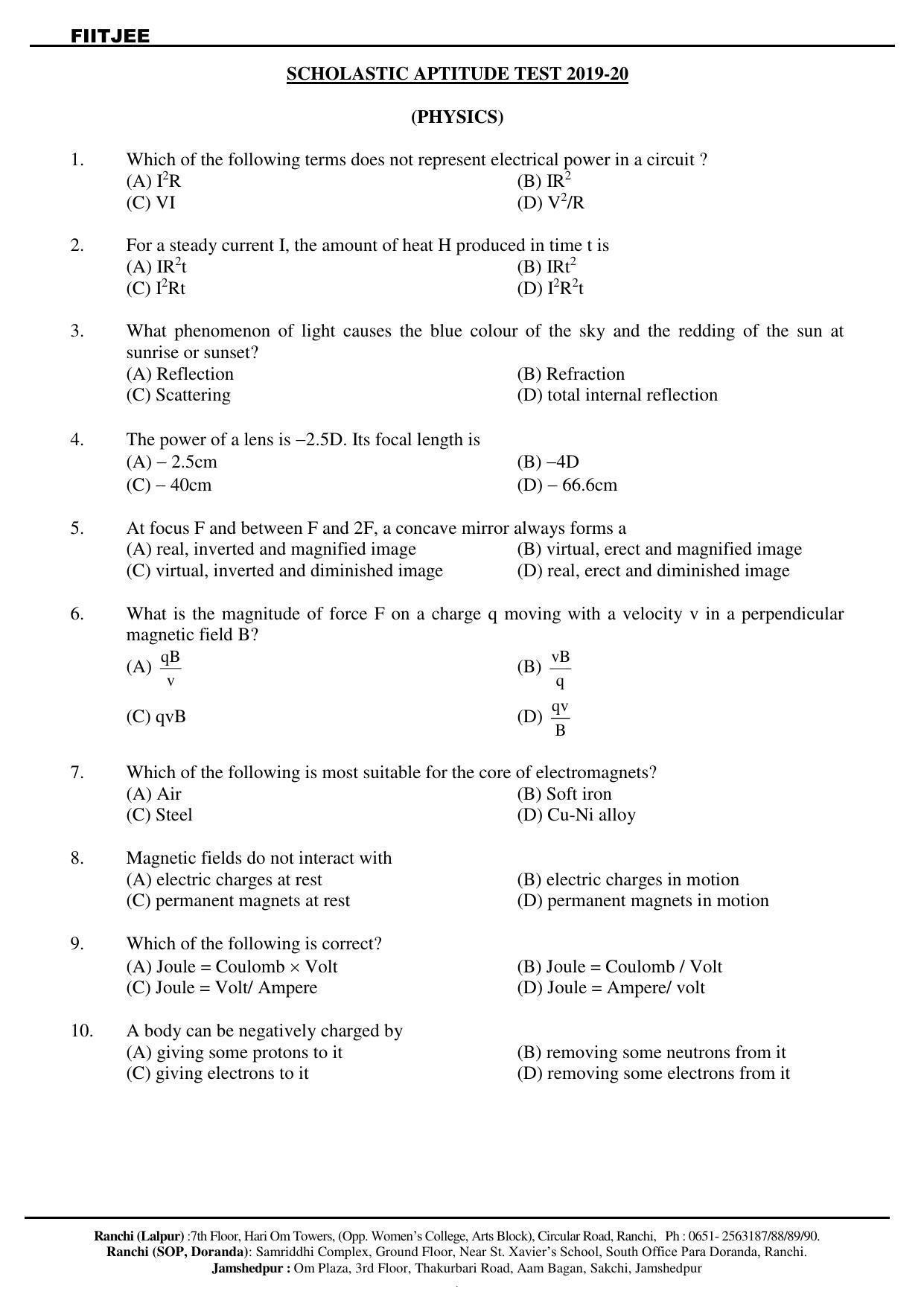 JAC NTSE (MAT & SAT) 2019-2020 Question Paper - Page 17