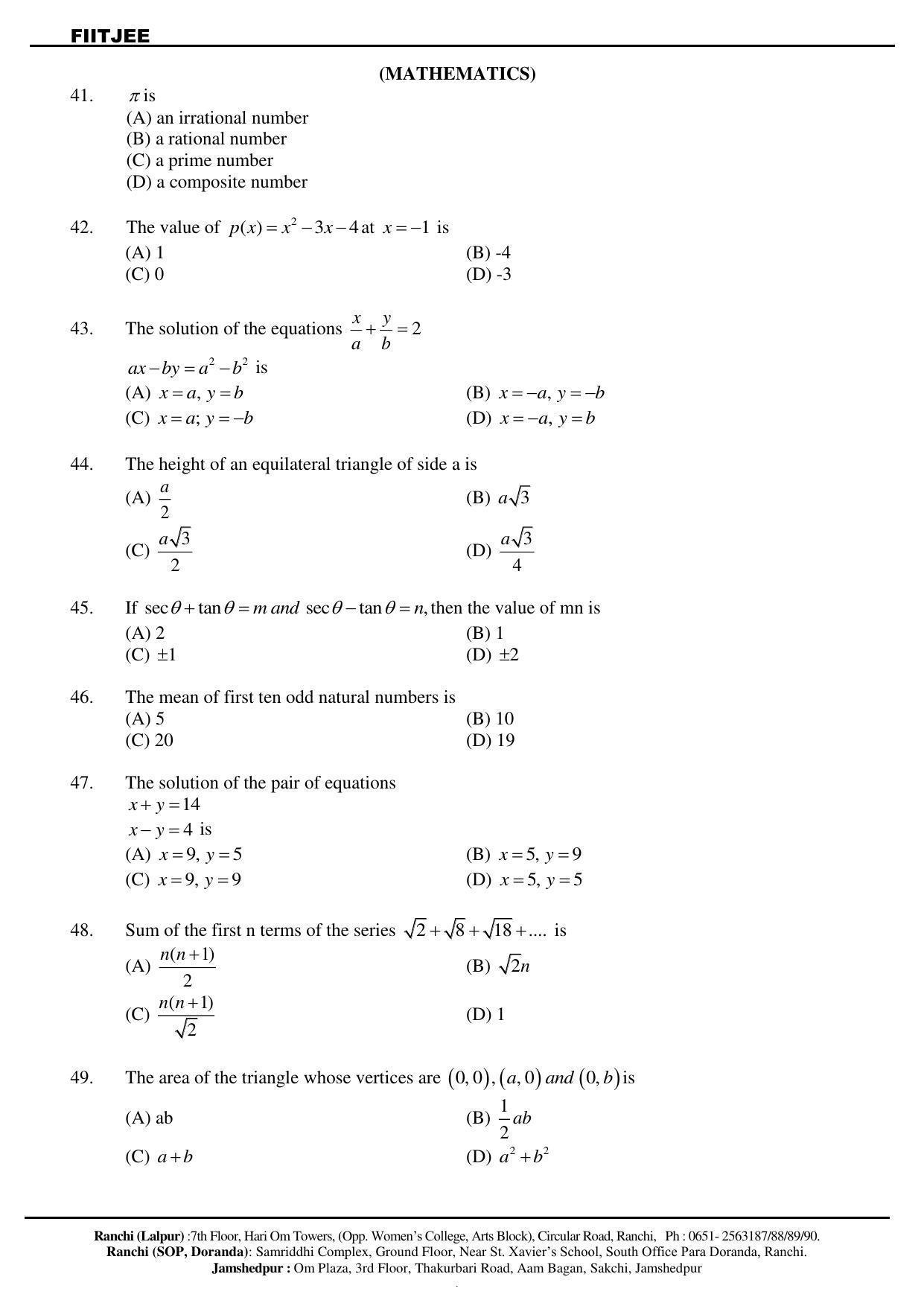 JAC NTSE (MAT & SAT) 2019-2020 Question Paper - Page 21