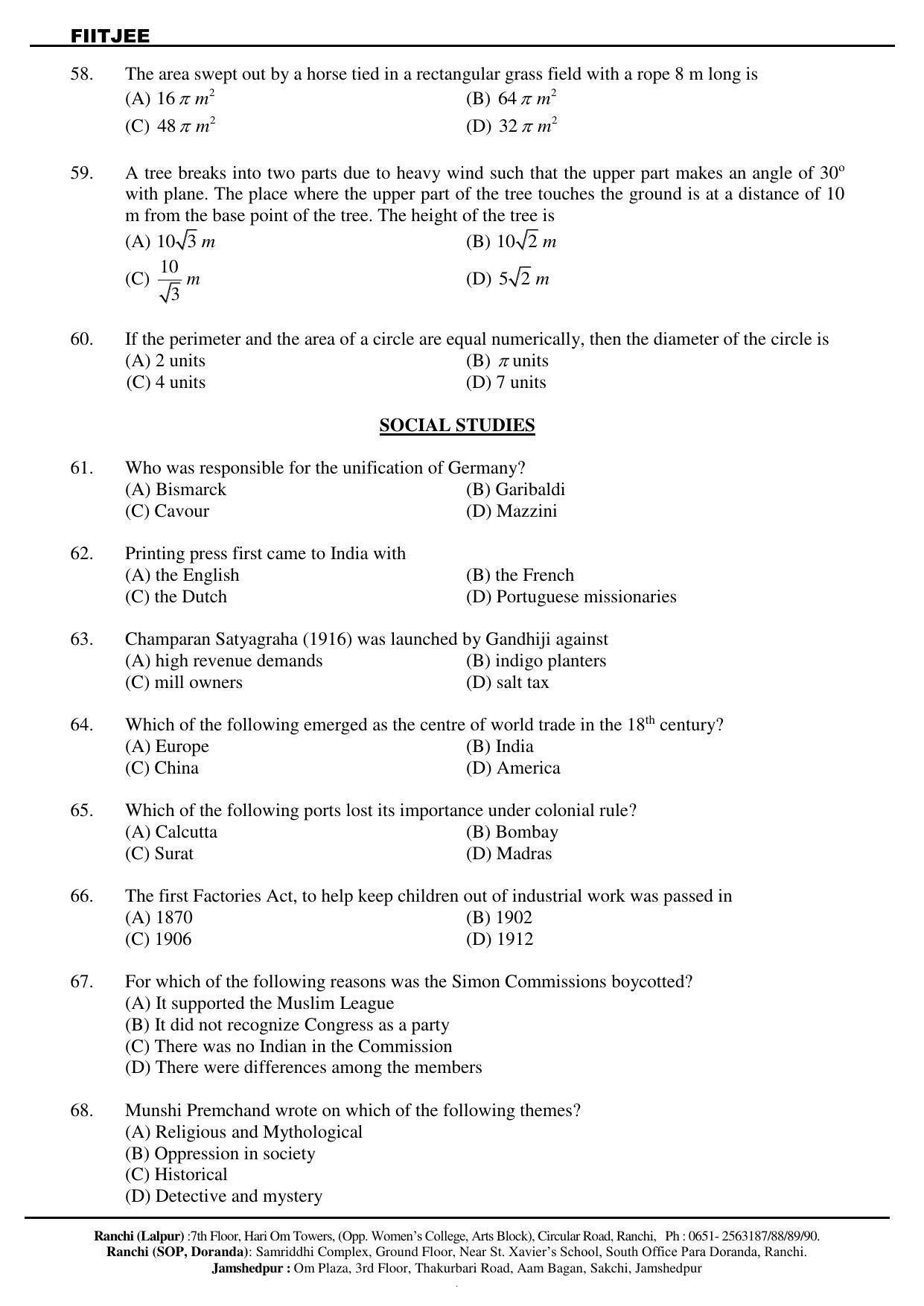 JAC NTSE (MAT & SAT) 2019-2020 Question Paper - Page 23