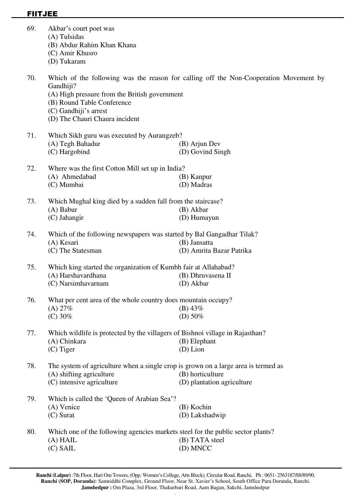 JAC NTSE (MAT & SAT) 2019-2020 Question Paper - Page 24