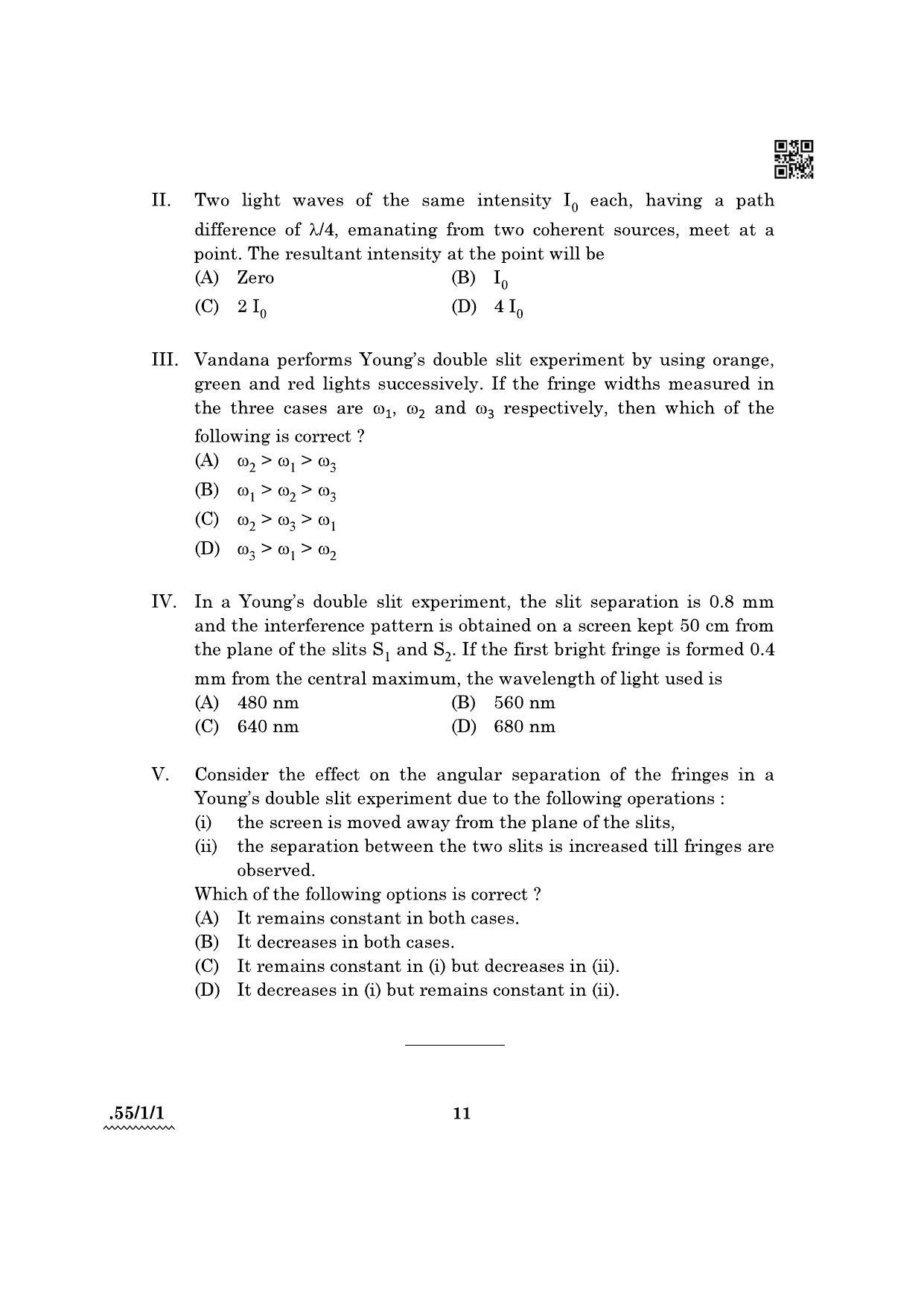 CBSE Class 12 55-1-1 Physics 2022 Question Paper - Page 11
