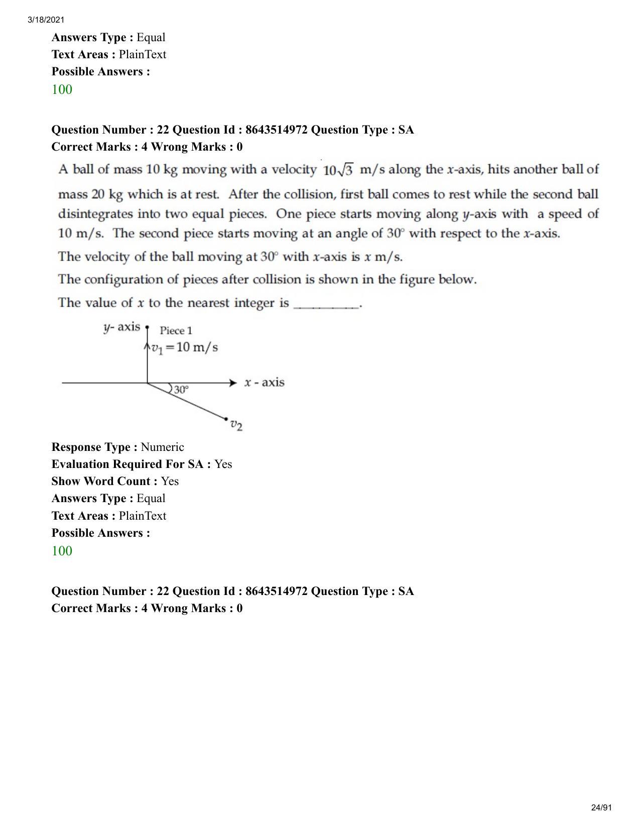 JEE Mains 2021: BTech EP (Shift 1) 18-03-2021 Question Paper - Page 24