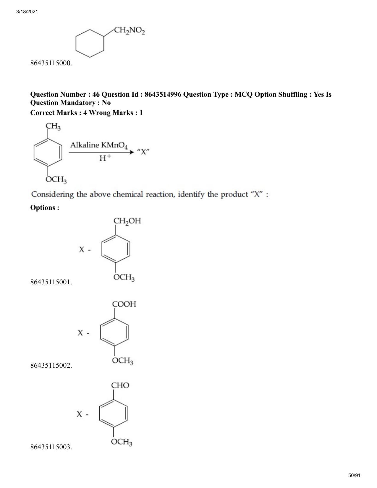 JEE Mains 2021: BTech EP (Shift 1) 18-03-2021 Question Paper - Page 50