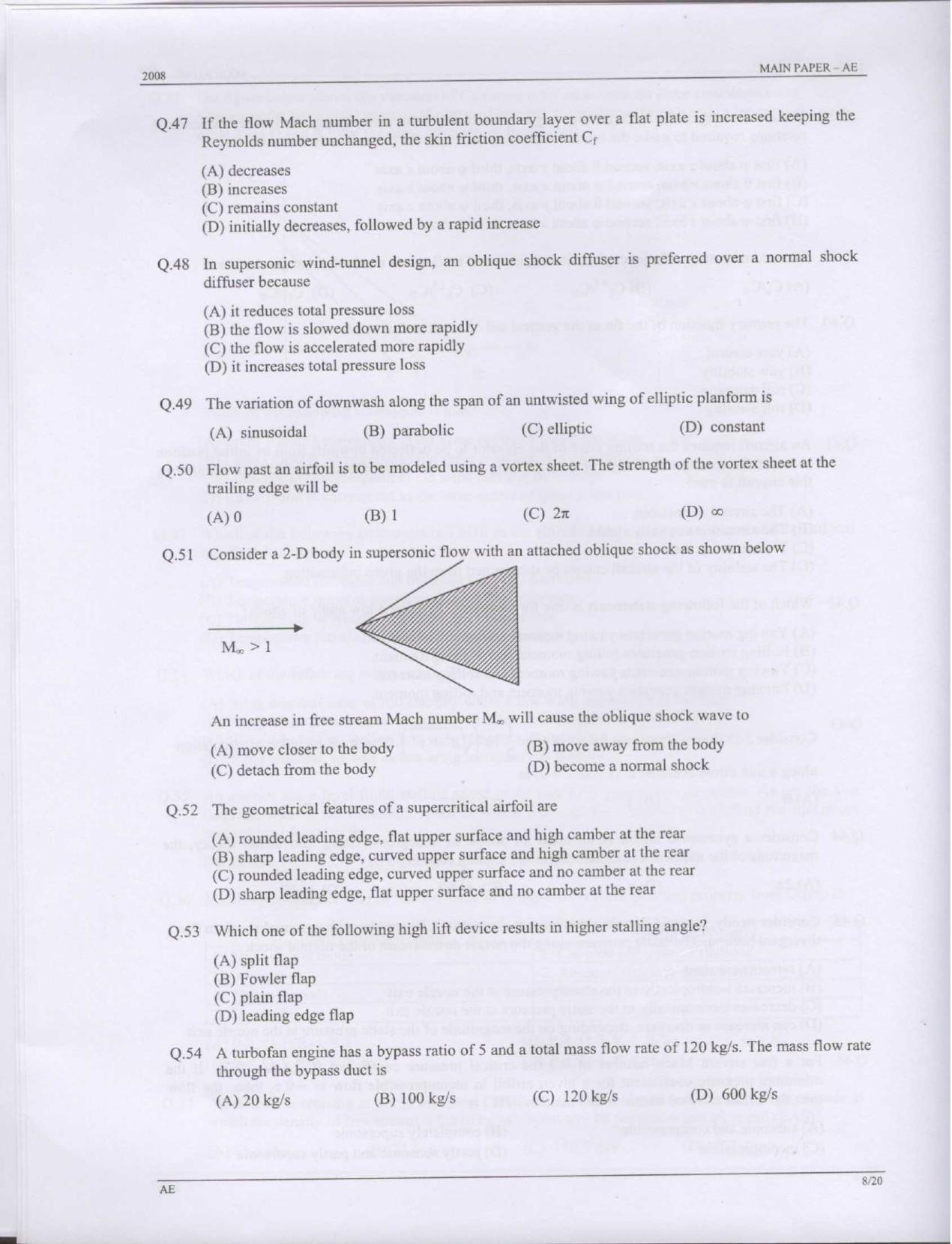 GATE 2008 Aerospace Engineering (AE) Question Paper with Answer Key - Page 8