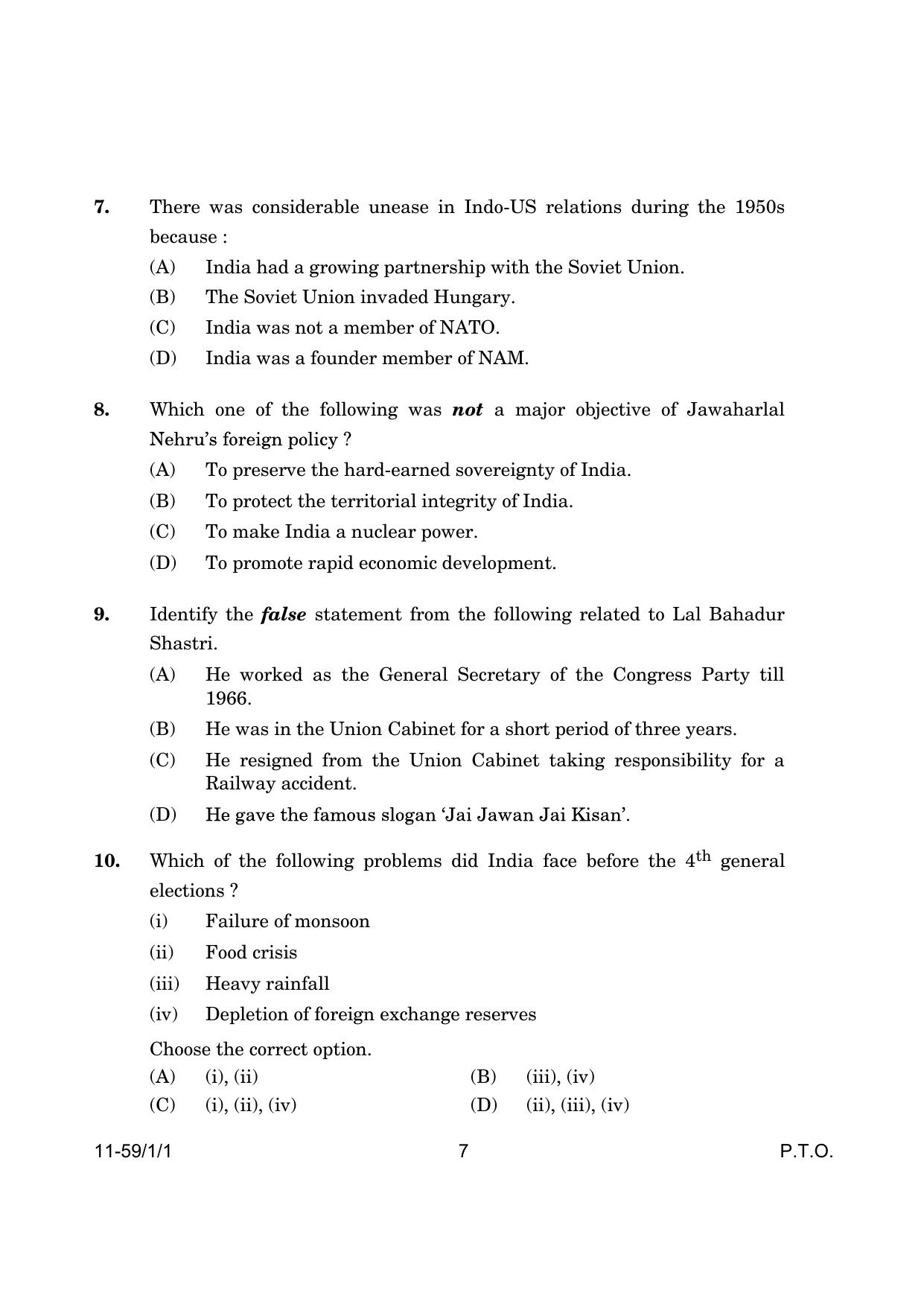 CBSE Class 12 59-1-1 Poltical Science 2024 Question Paper - Page 7