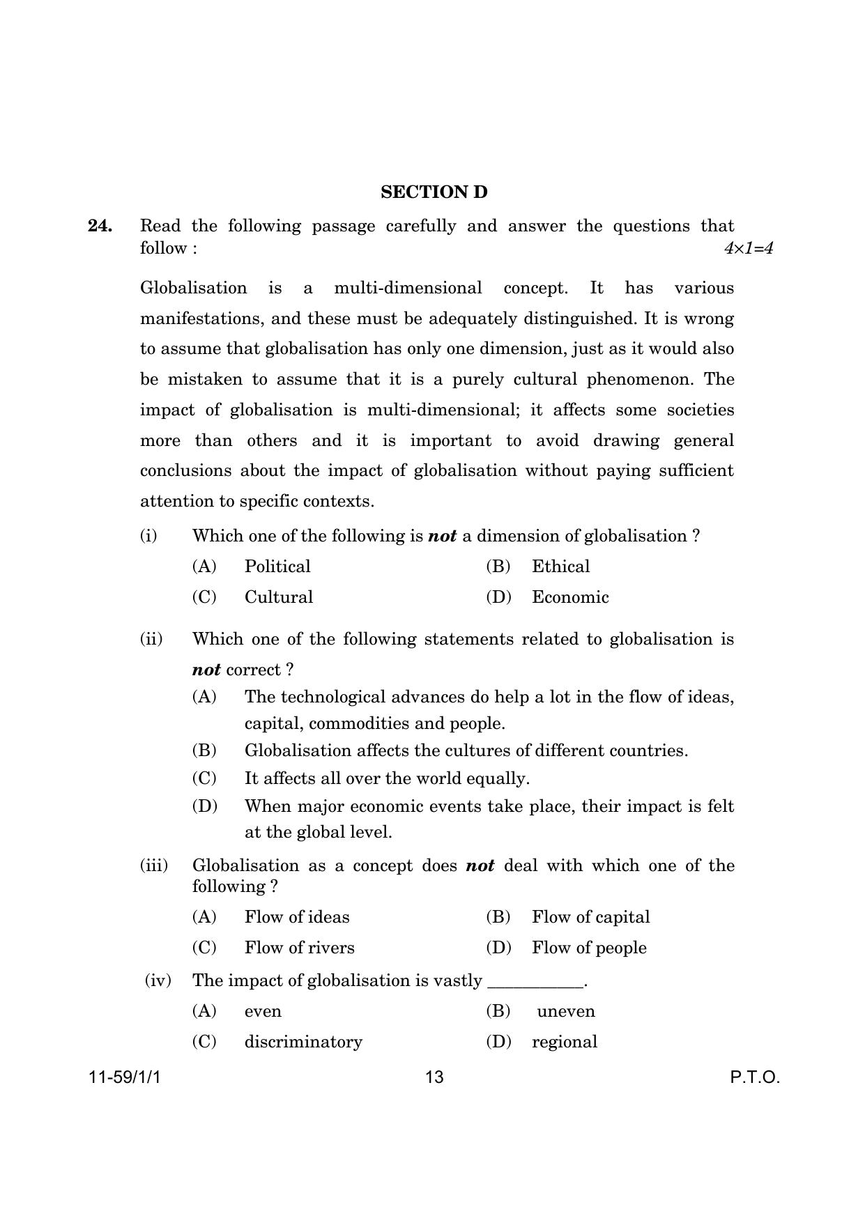 CBSE Class 12 59-1-1 Poltical Science 2024 Question Paper - Page 13