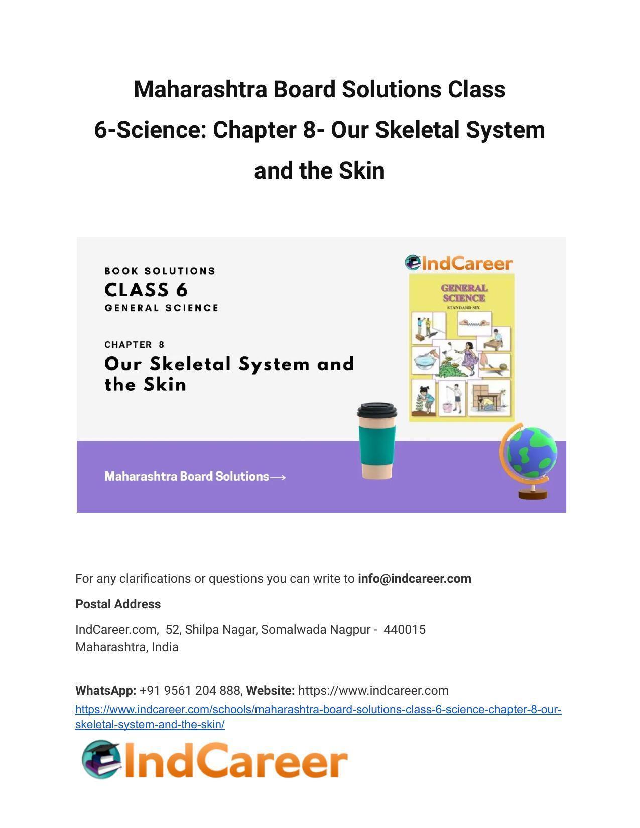 Maharashtra Board Solutions Class 6-Science: Chapter 8- Our Skeletal System and the Skin - Page 1