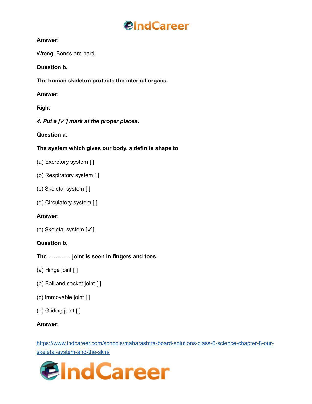 Maharashtra Board Solutions Class 6-Science: Chapter 8- Our Skeletal System and the Skin - Page 4