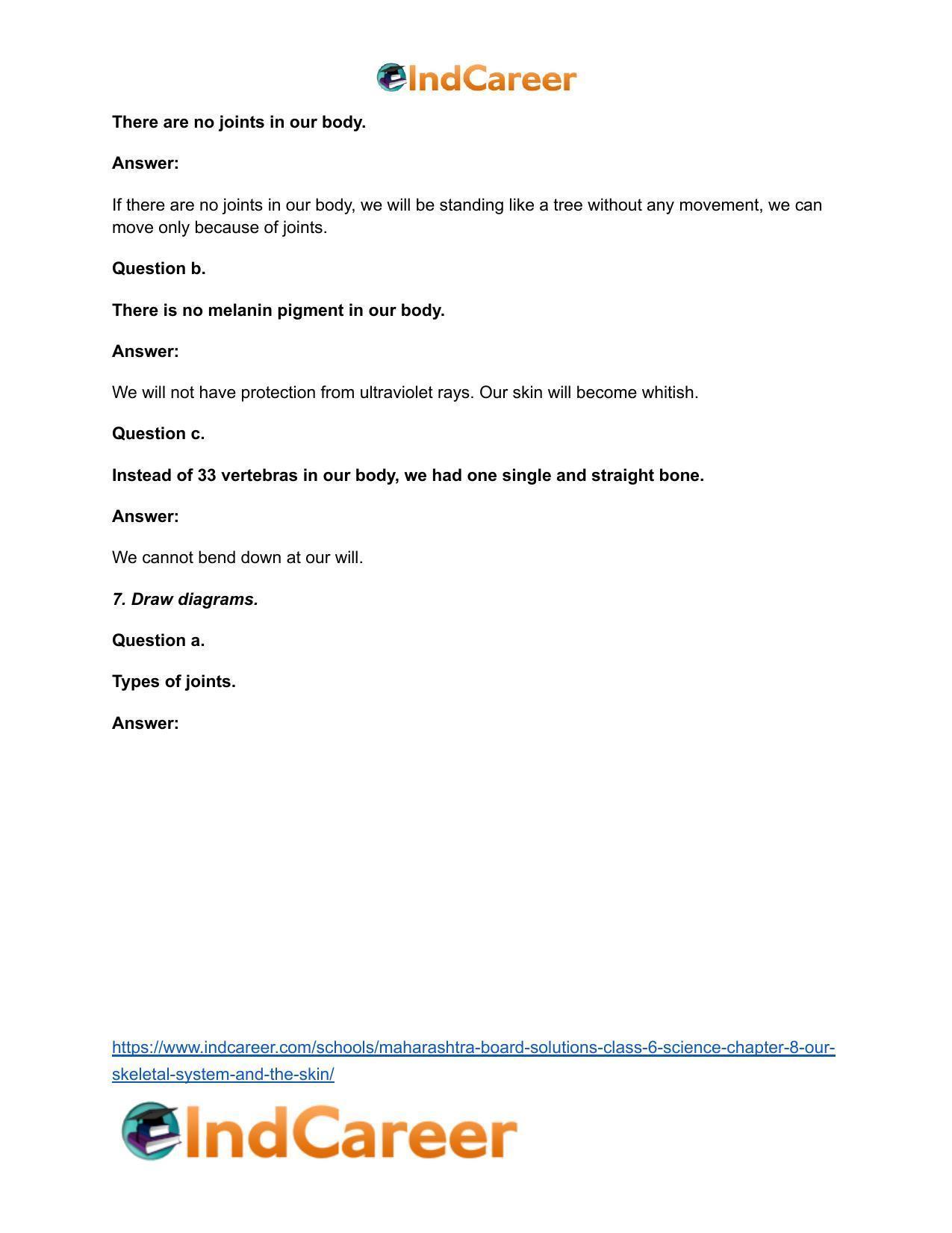 Maharashtra Board Solutions Class 6-Science: Chapter 8- Our Skeletal System and the Skin - Page 7