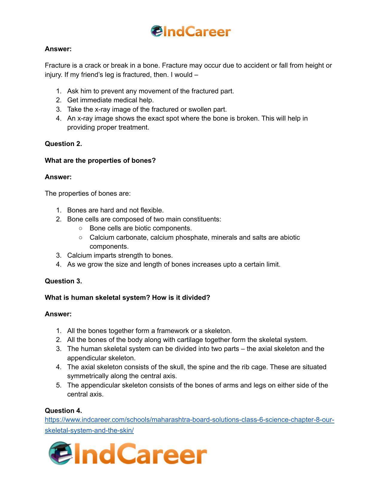 Maharashtra Board Solutions Class 6-Science: Chapter 8- Our Skeletal System and the Skin - Page 17