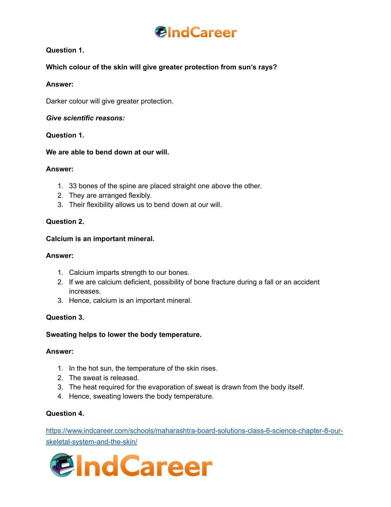 Maharashtra Board Solutions Class 6-Science: Chapter 8- Our Skeletal System and the Skin - Page 19