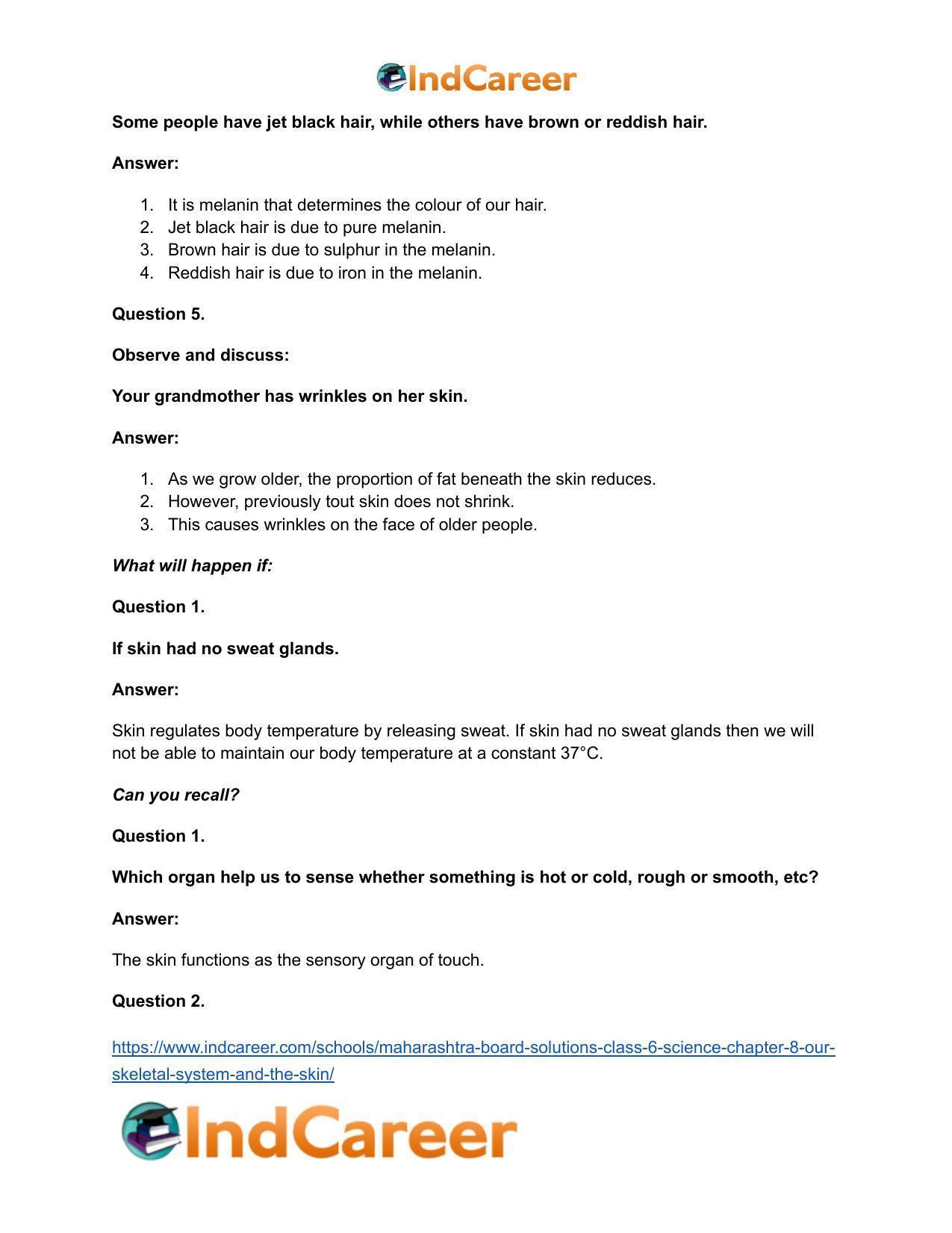 Maharashtra Board Solutions Class 6-Science: Chapter 8- Our Skeletal System and the Skin - Page 20