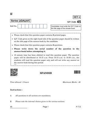 CBSE Class 10 45 Spanish 2022 Compartment Question Paper