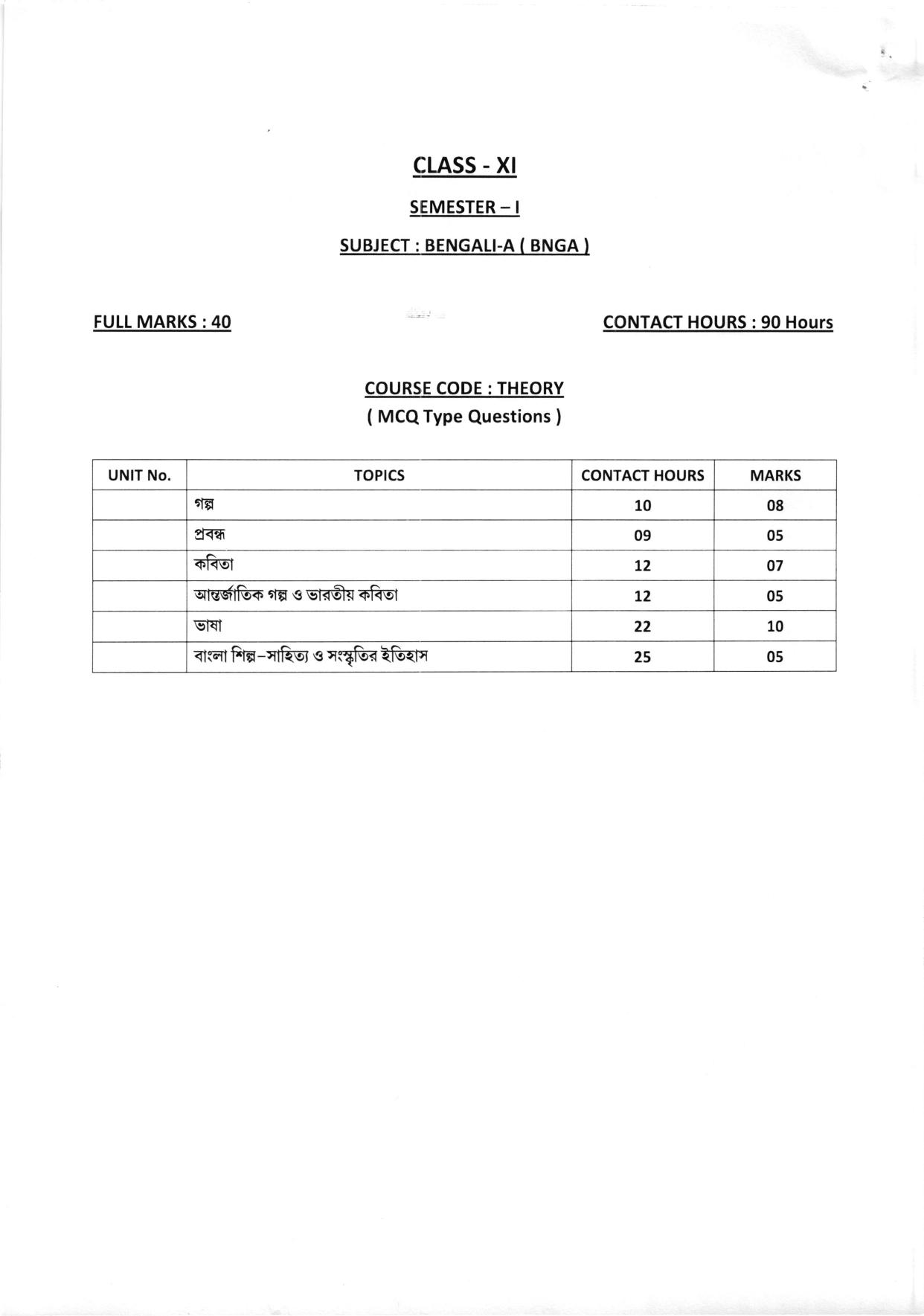 WBCHSE Class 11 & 12 Syllabus for Bengali-A (BNGA) (Language) - Page 2